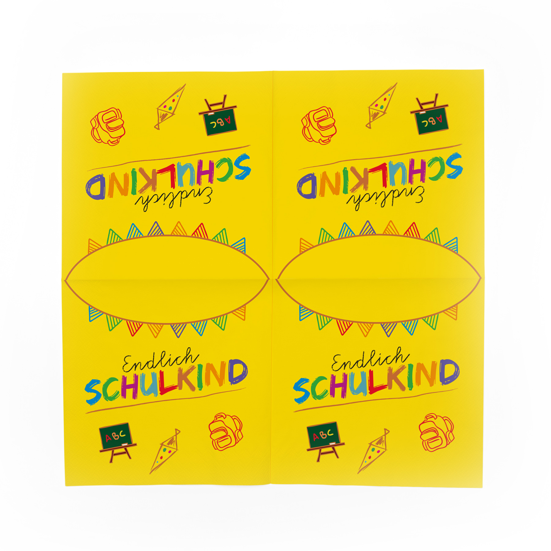 itenga 20x Serviette Schulanfang Endlich Schulkind GELB