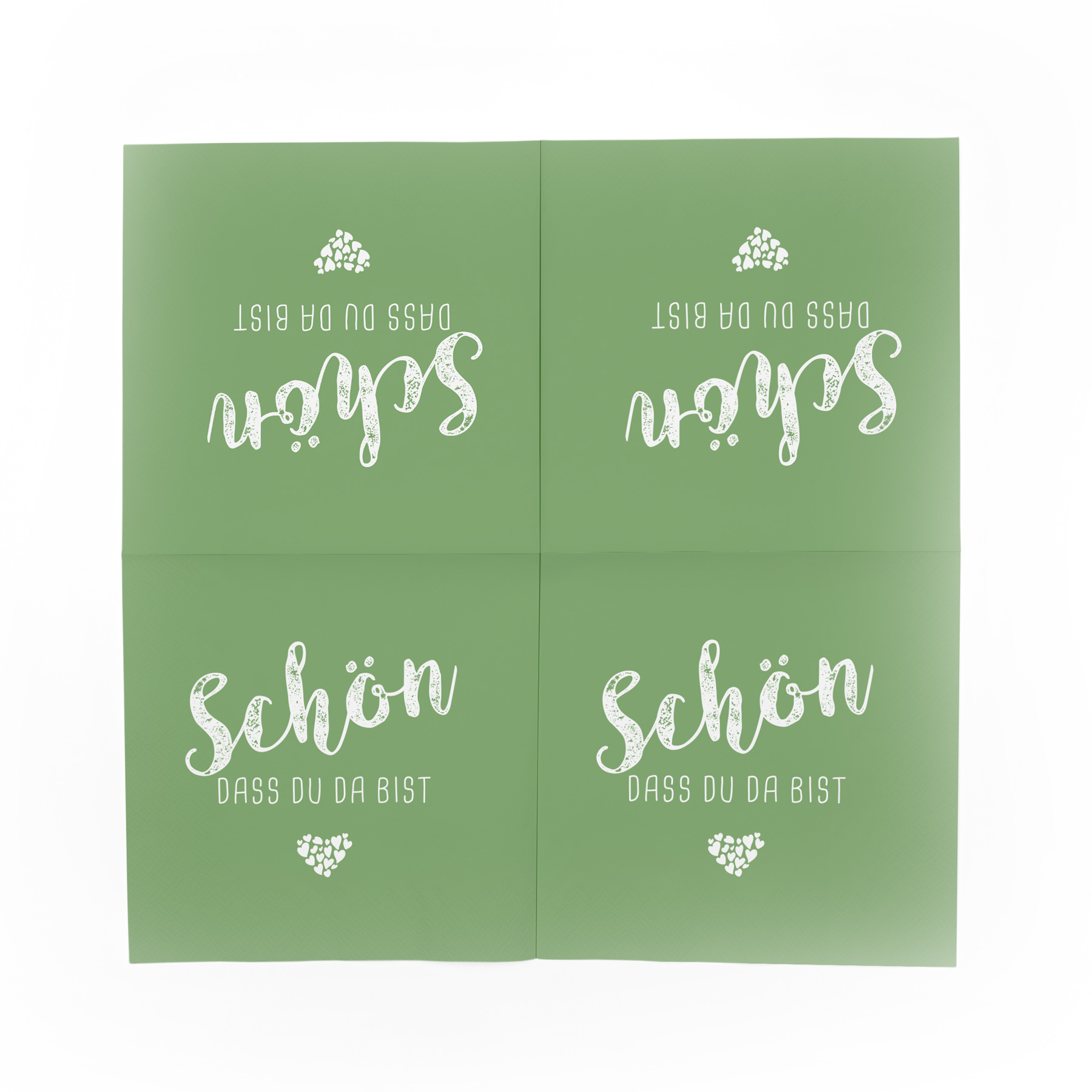 itenga 20x Serviette Sch�n dass du da bist Salbei gr�n
