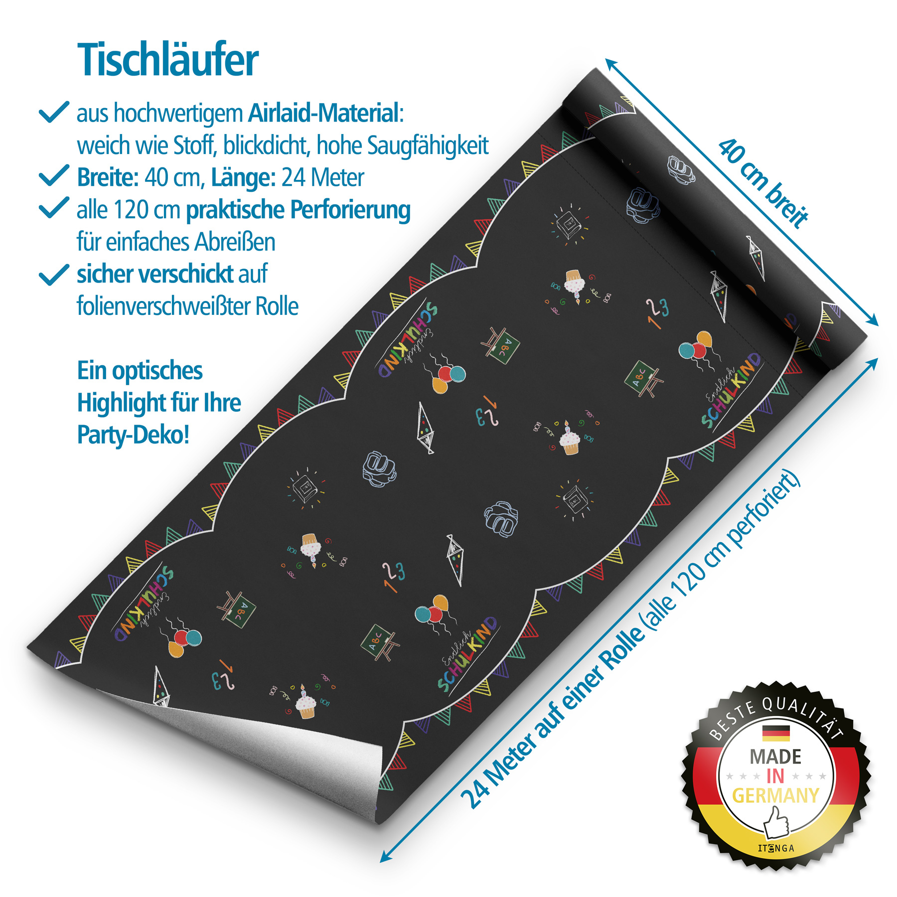 itenga Tischl�ufer Endlich Schulkind - Schulanfang - 24m...