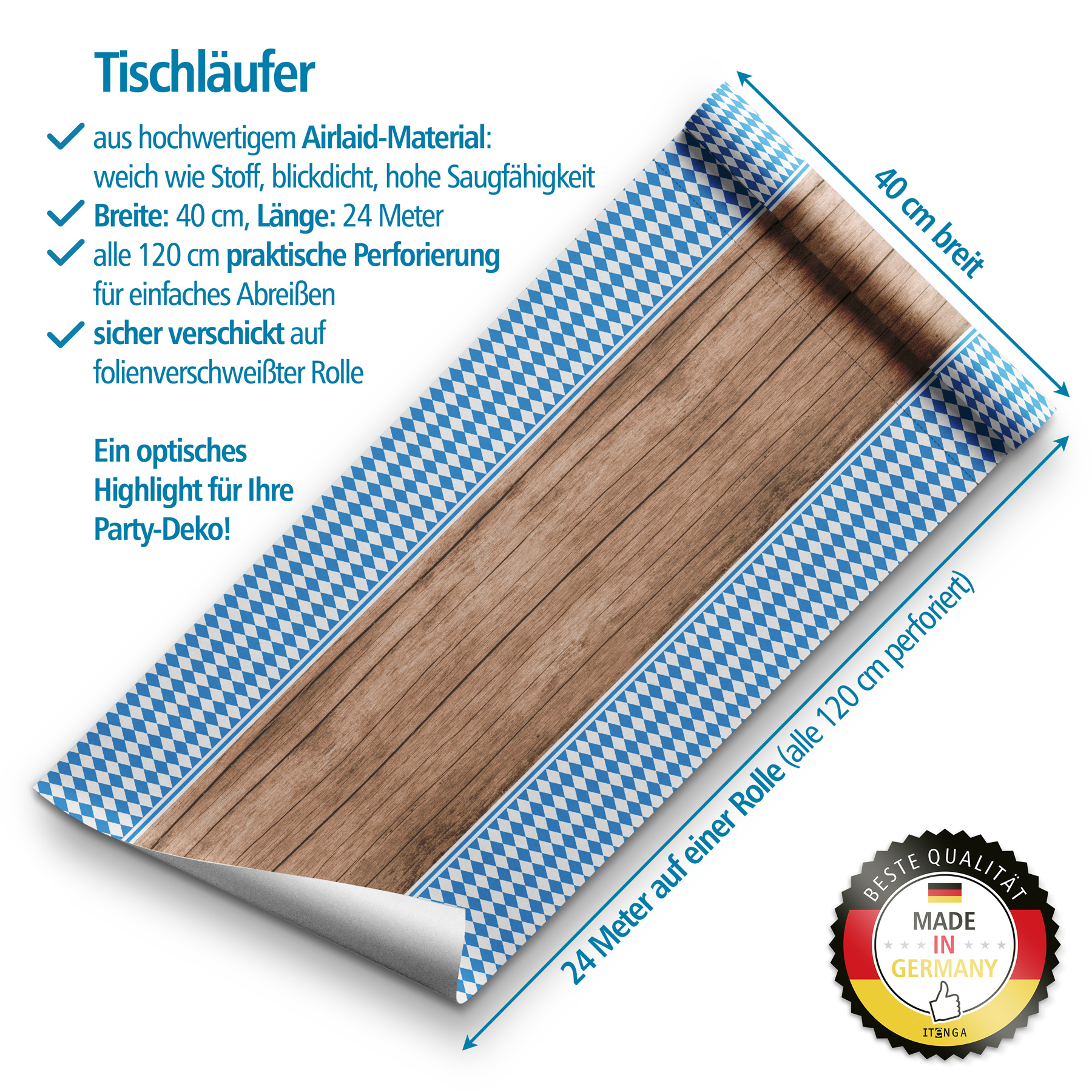 itenga Tischl�ufer Bayrisch 24m lang x 0,40m breit