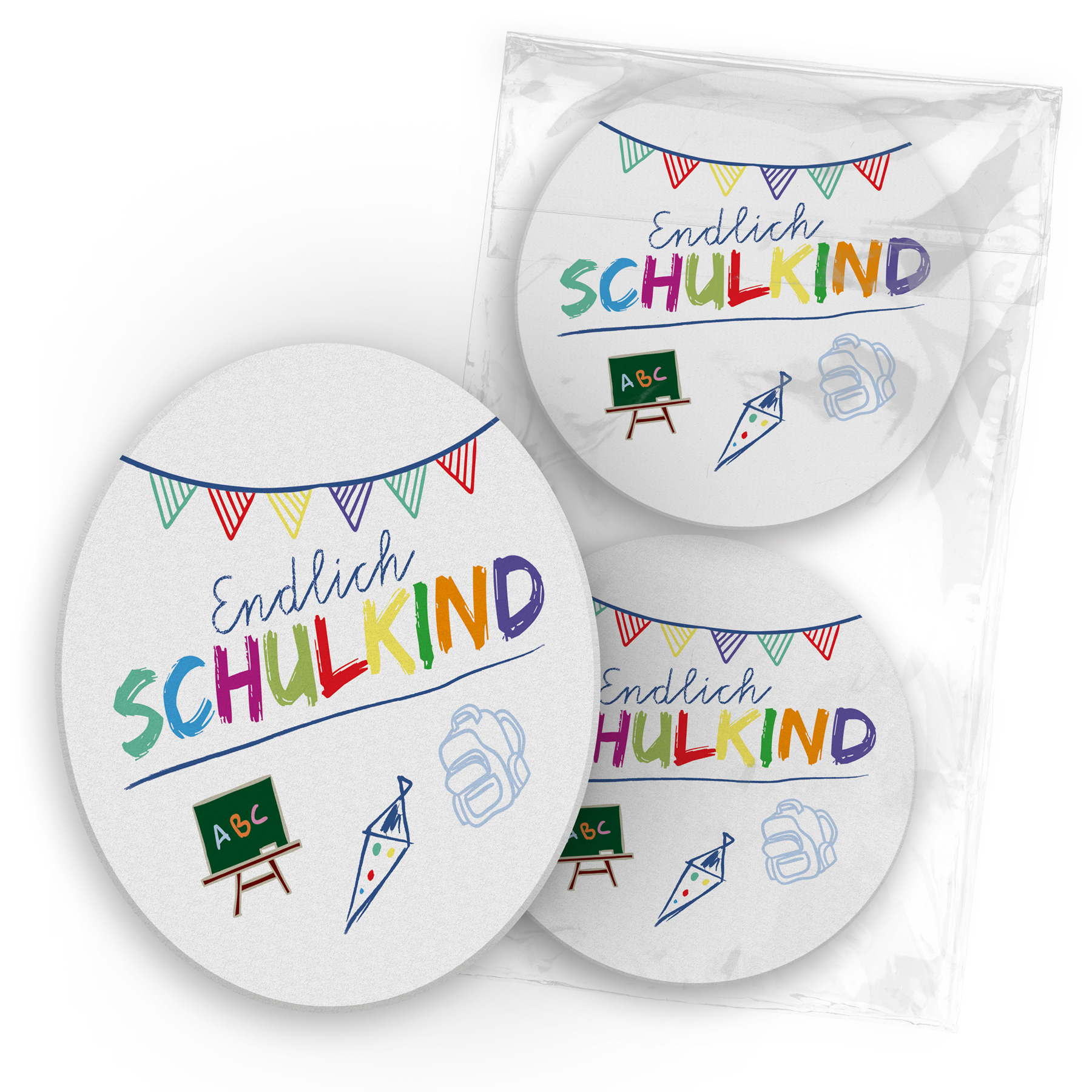 itenga 40x Bierdeckel rund Endlich Schulkind WEISS f�r S...