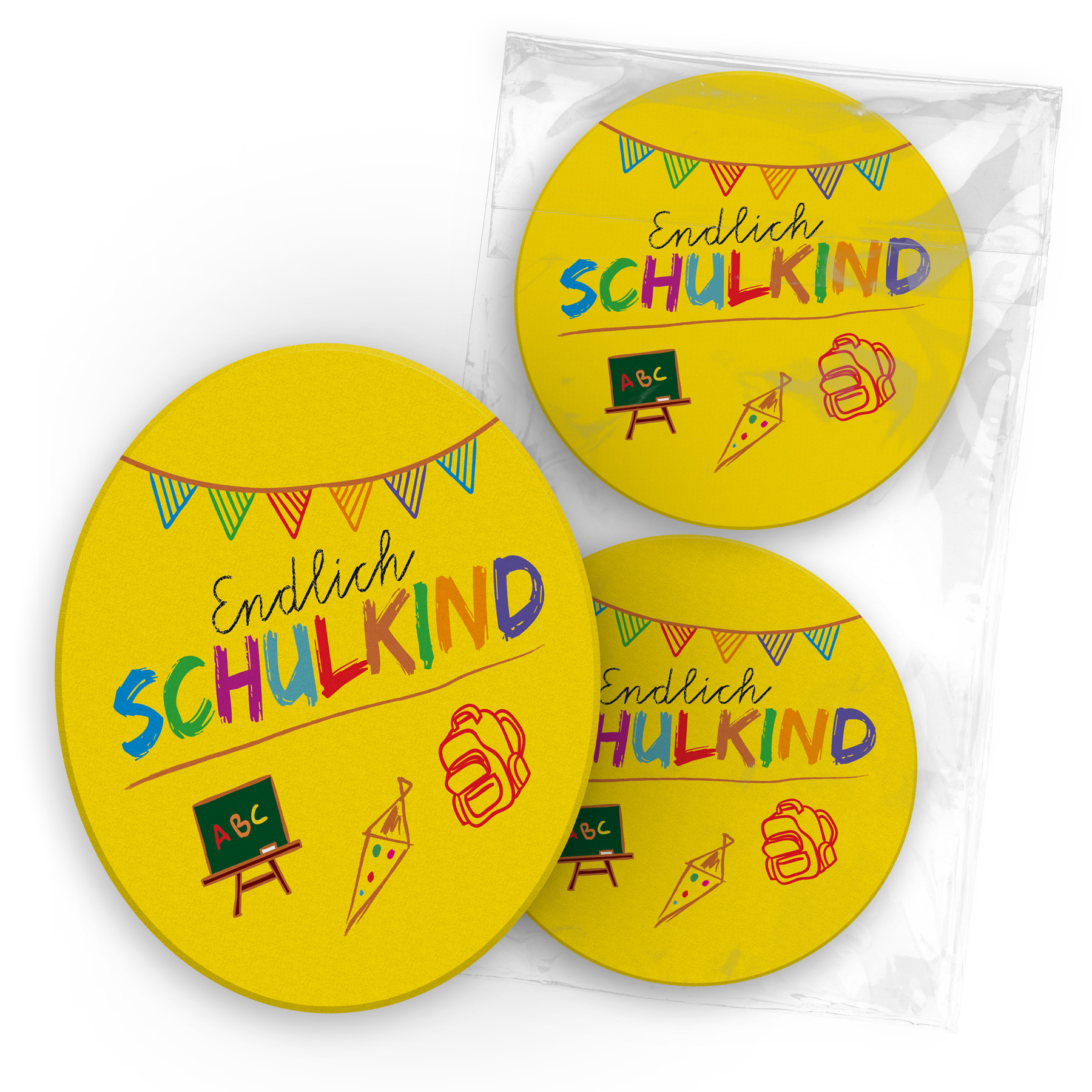 itenga 40x Bierdeckel rund Endlich Schulkind GELB f�r Sc...