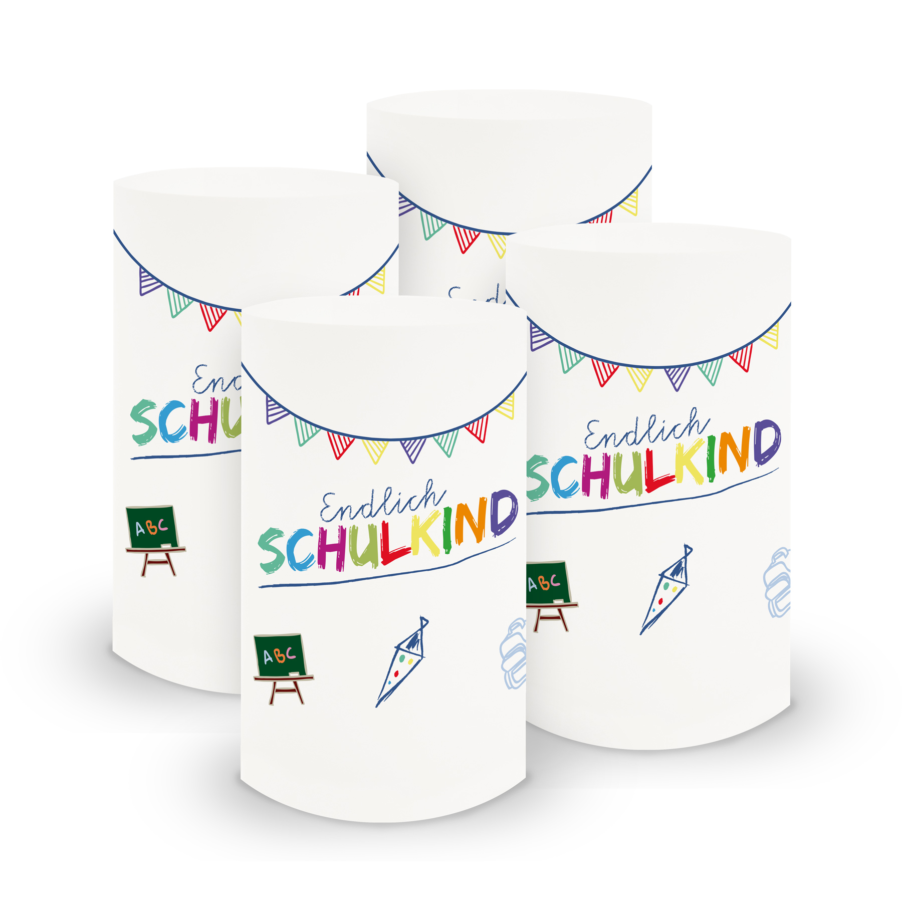 itenga 6x Windlicht Endlich Schulkind Wei� 10cm