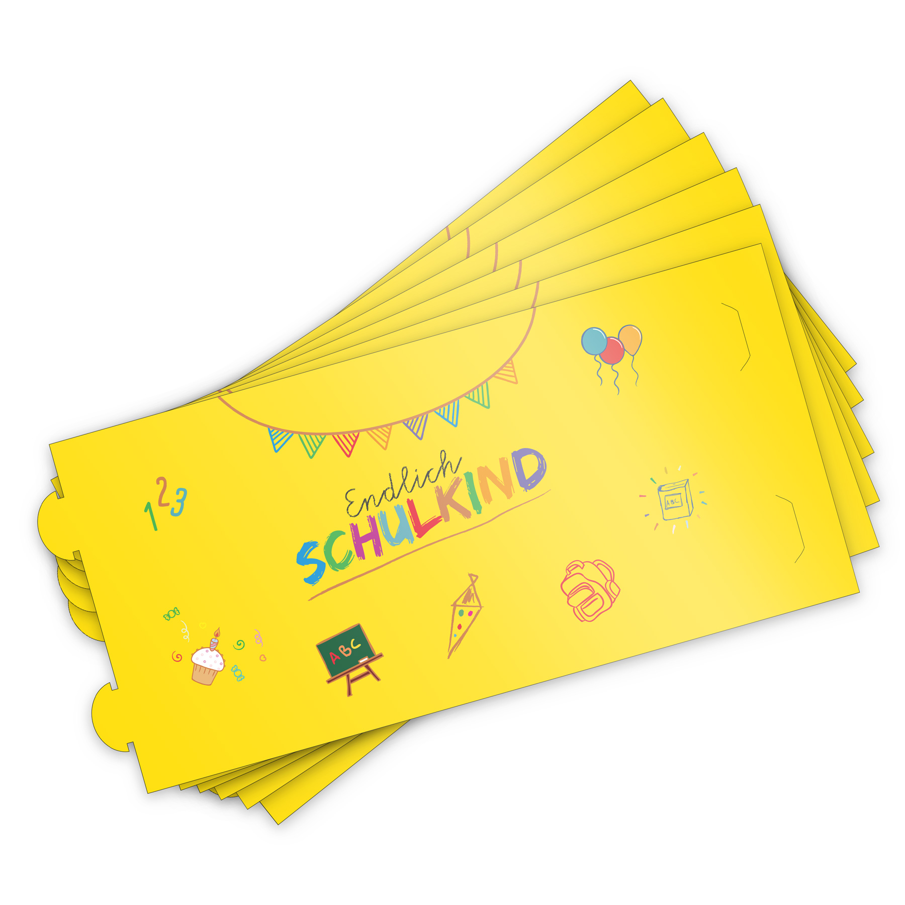 itenga 6x Windlicht Endlich Schulkind GELB 10cm
