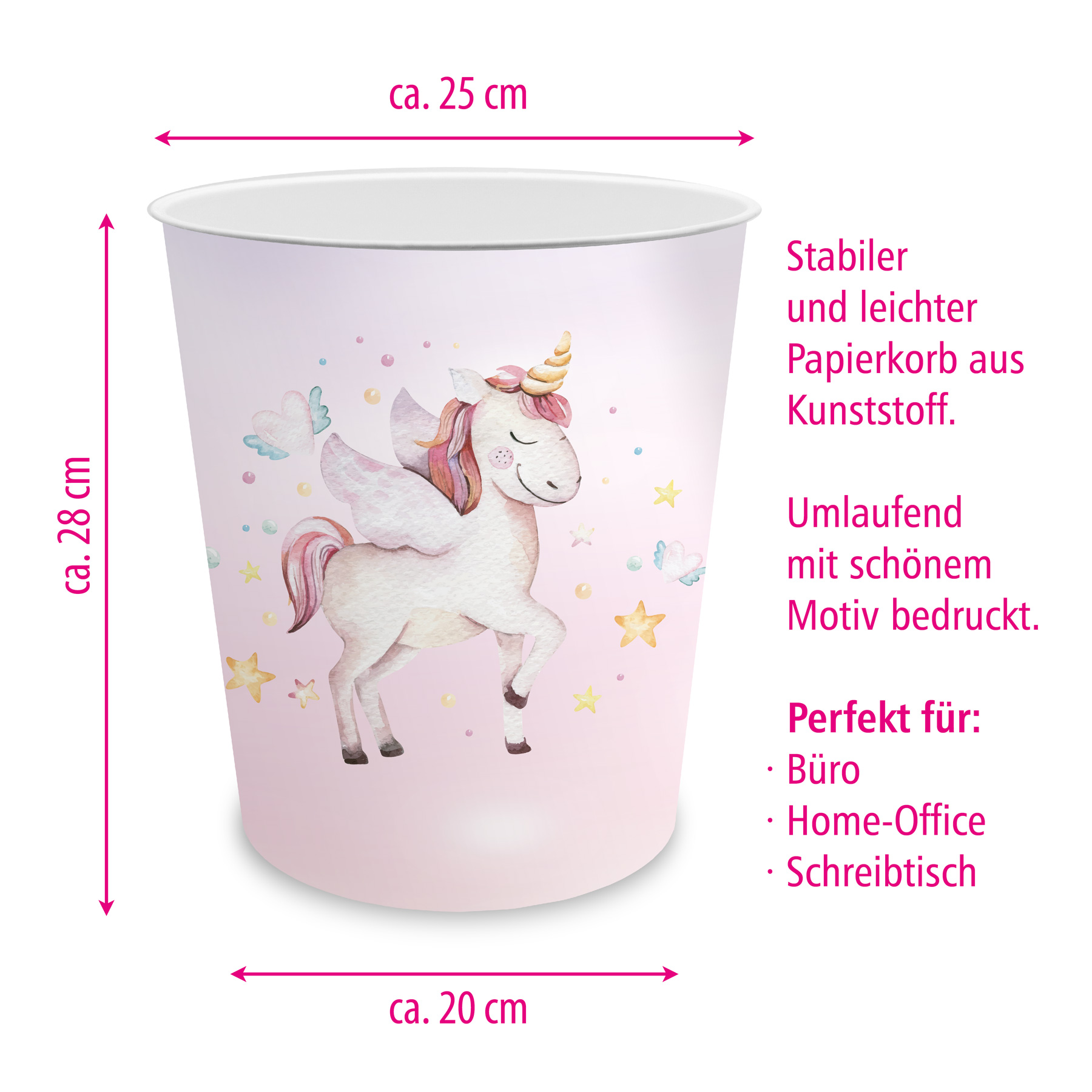 itenga Papierkorb f�r Kinder - Motiv Einhorn Wasserfarbe...
