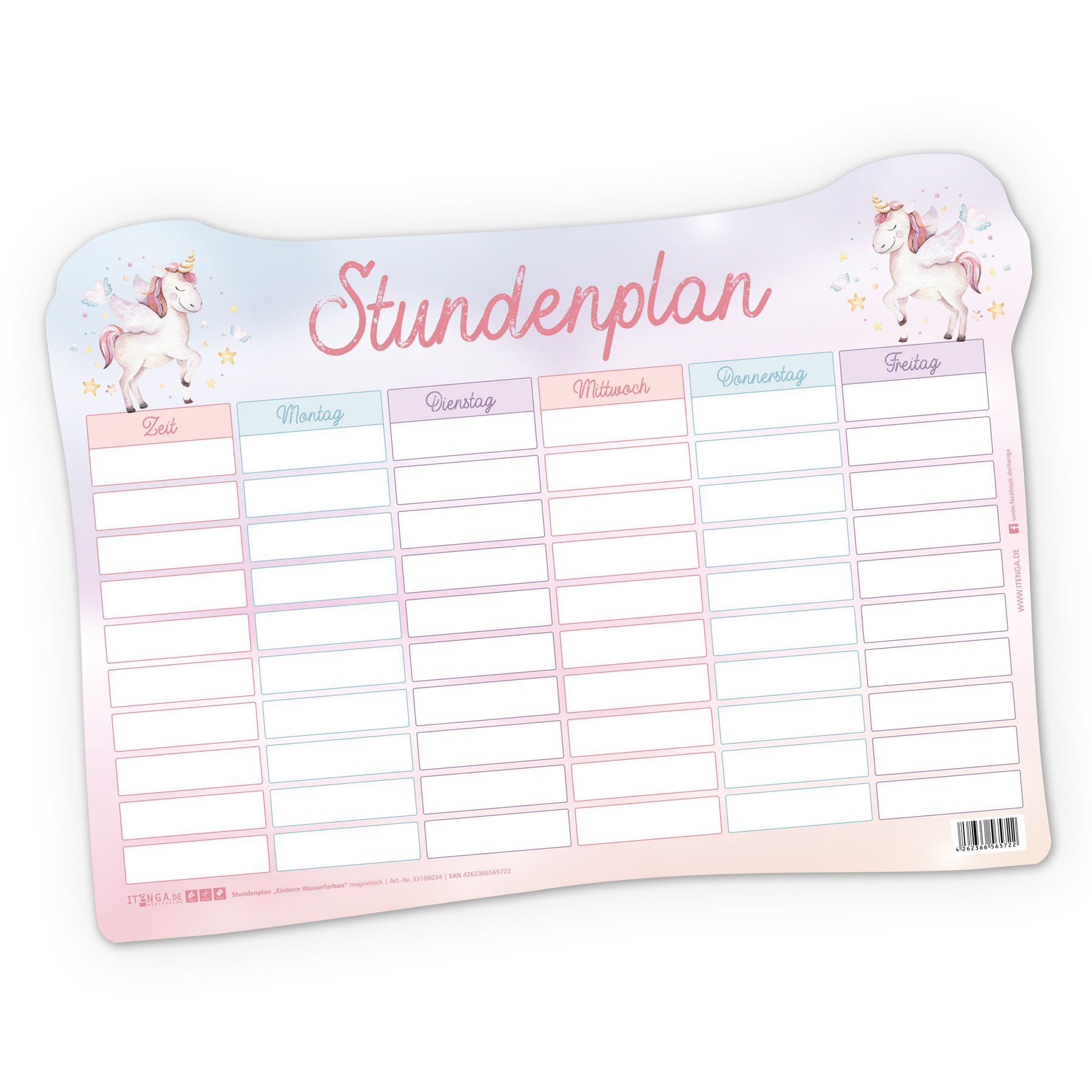 itenga Stundenplan magnetisch Motiv Einhorn 31 x 22,5cm