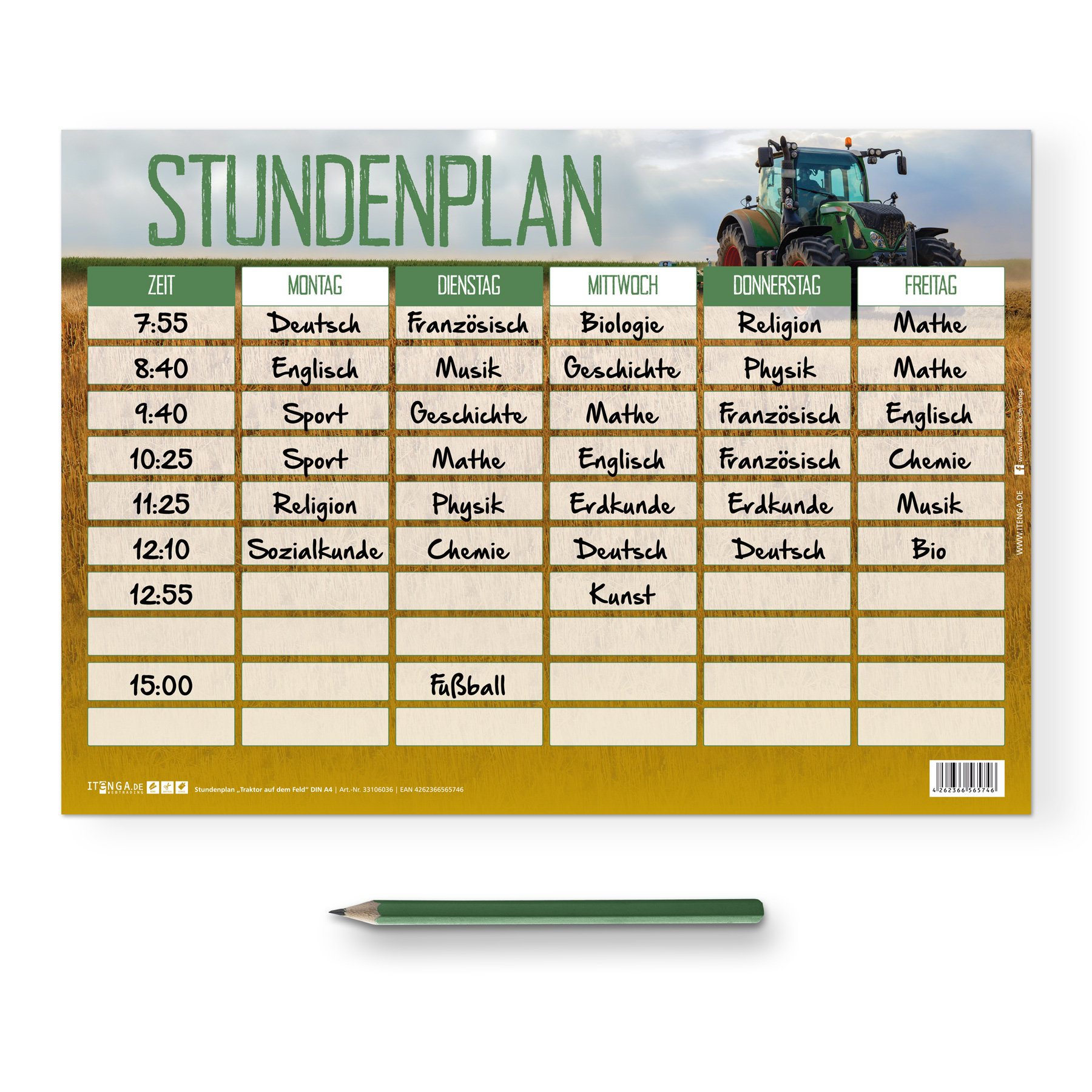 itenga Stundenplan Traktor auf dem Feld DIN A4 einseitig...