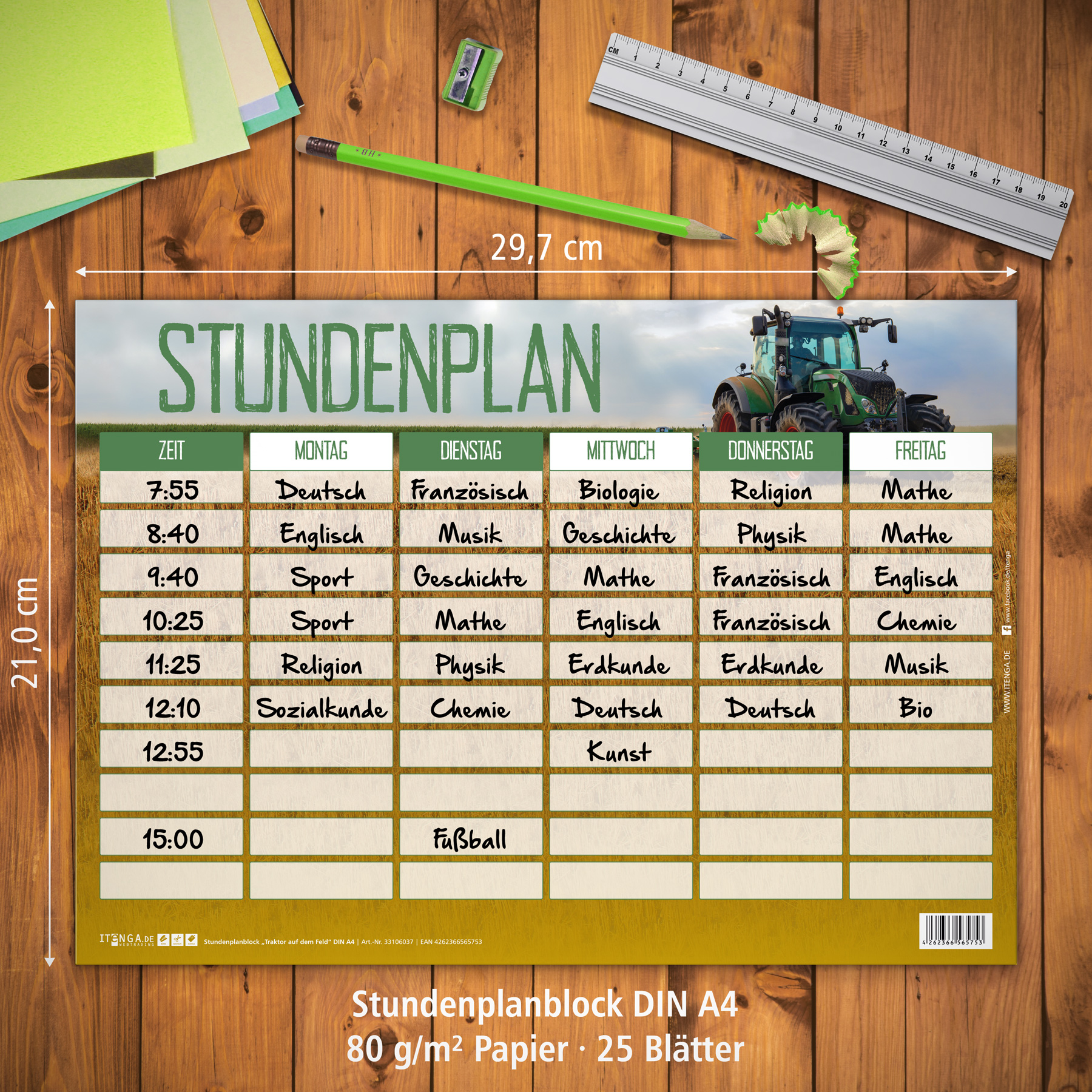 itenga Stundenplan Block 25 Blatt Motiv Traktor auf dem ...