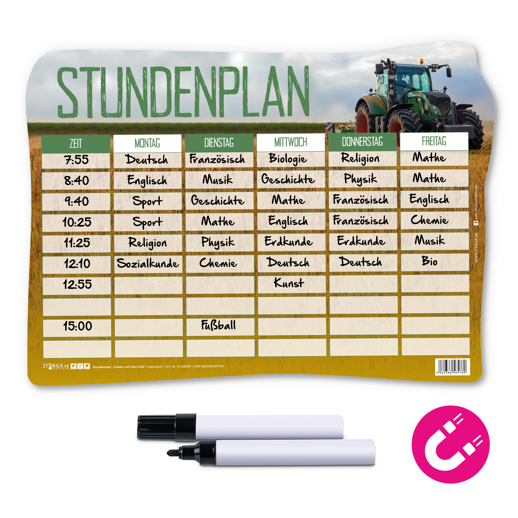 itenga Stundenplan magnetisch Motiv Traktor auf dem Feld...