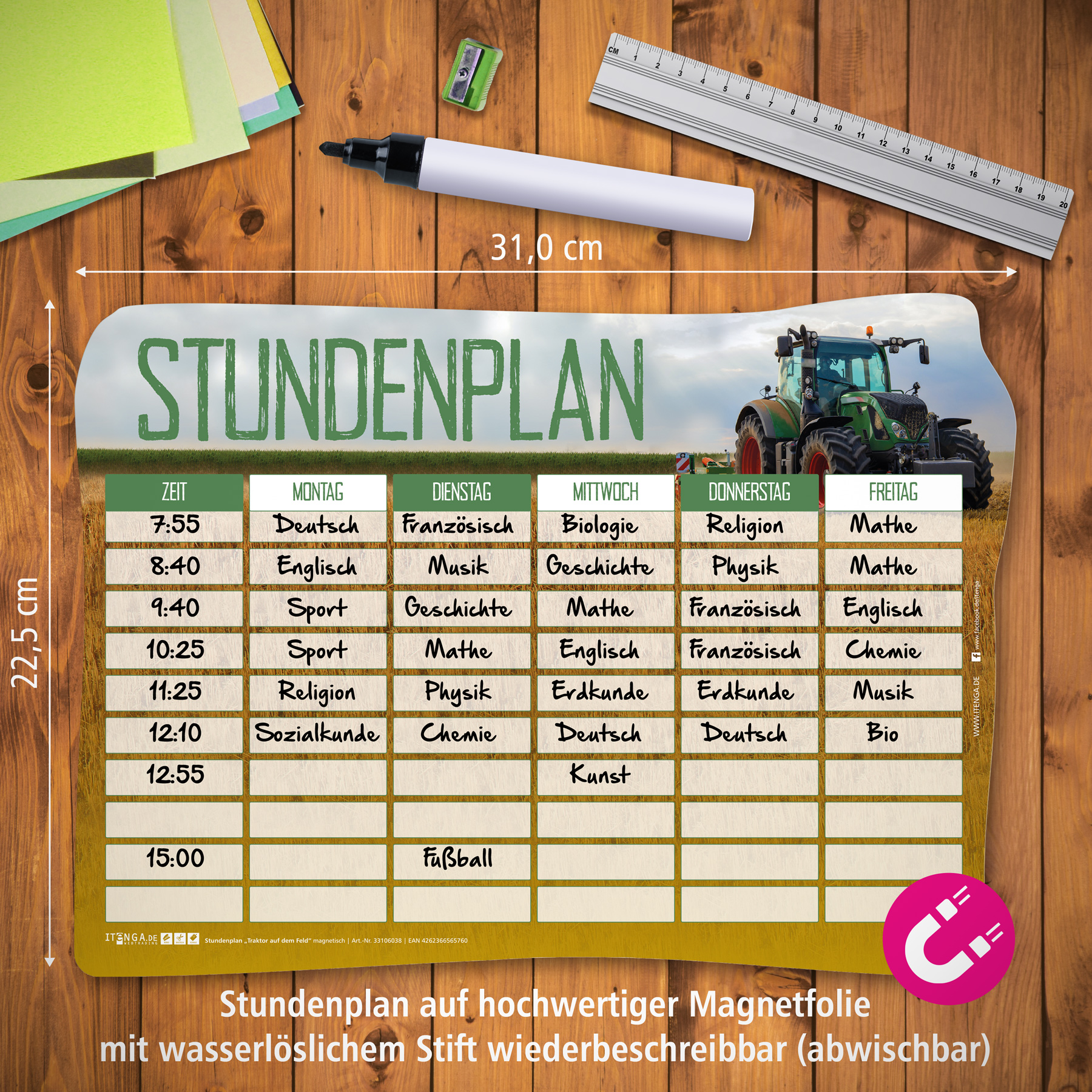 itenga Stundenplan magnetisch Motiv Traktor auf dem Feld...
