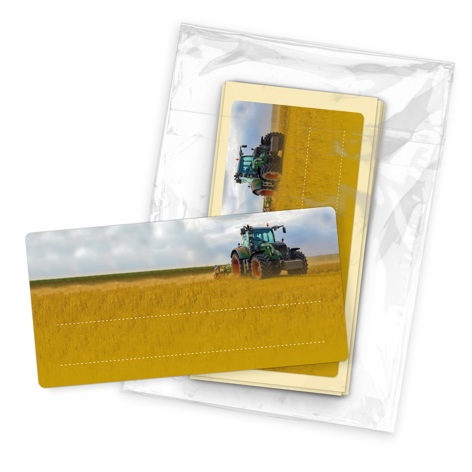 itenga 40x Buchetiketten Traktor auf dem Feld 9x4,5cm Na...