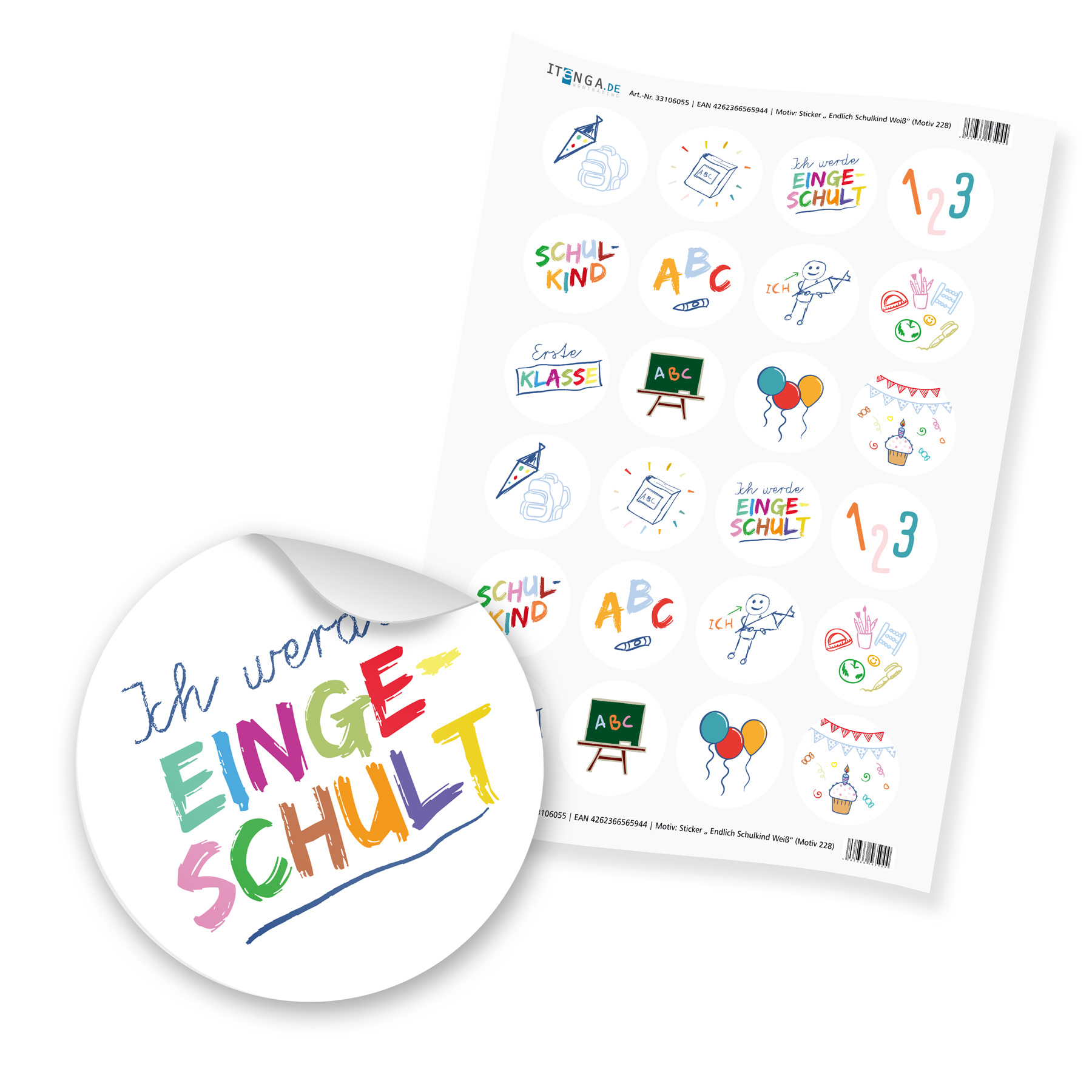 24 x itenga Sticker �Schulanfang� (Motiv 228) wei�