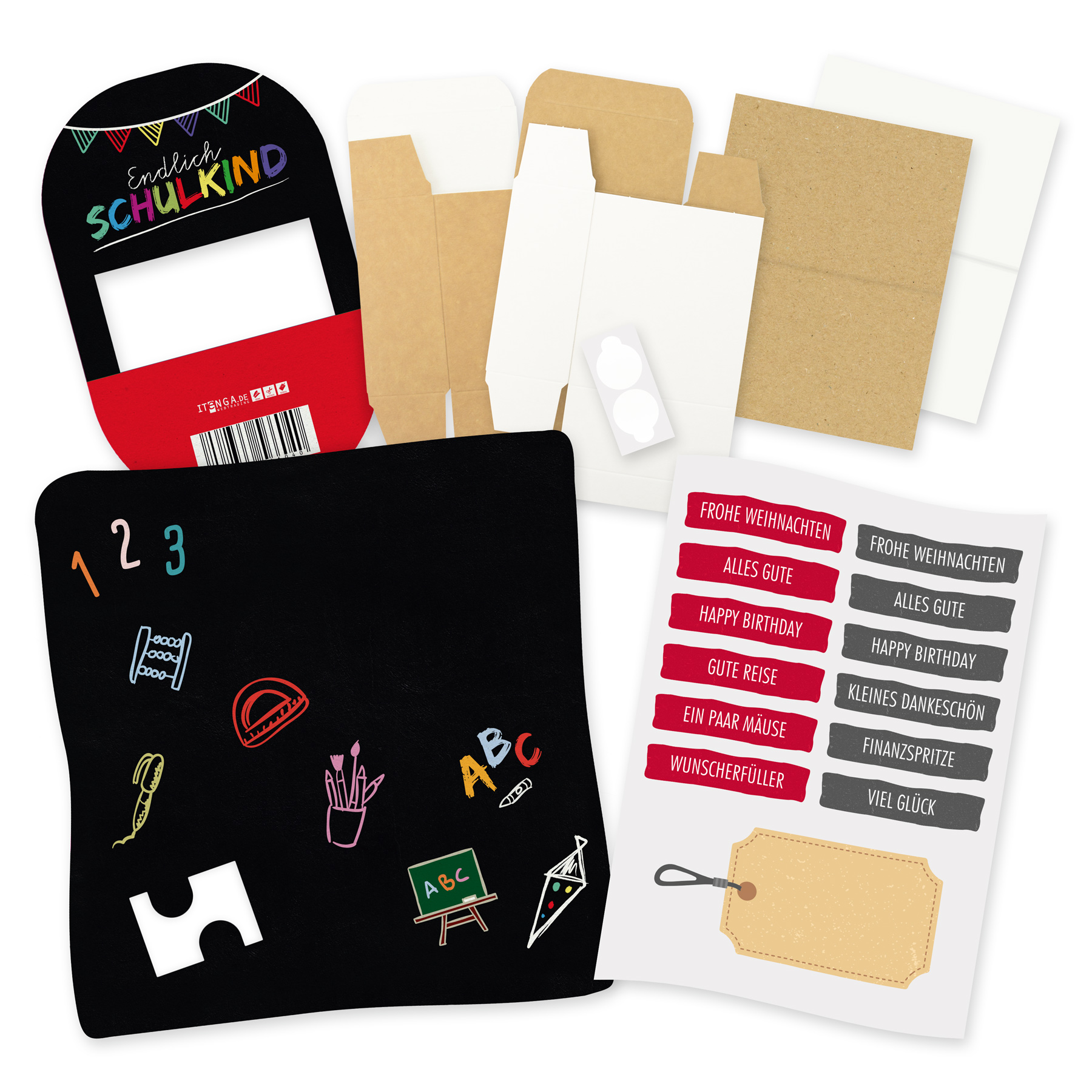itenga Geldgeschenkverpackung Endlich Schulkind zum Schu...