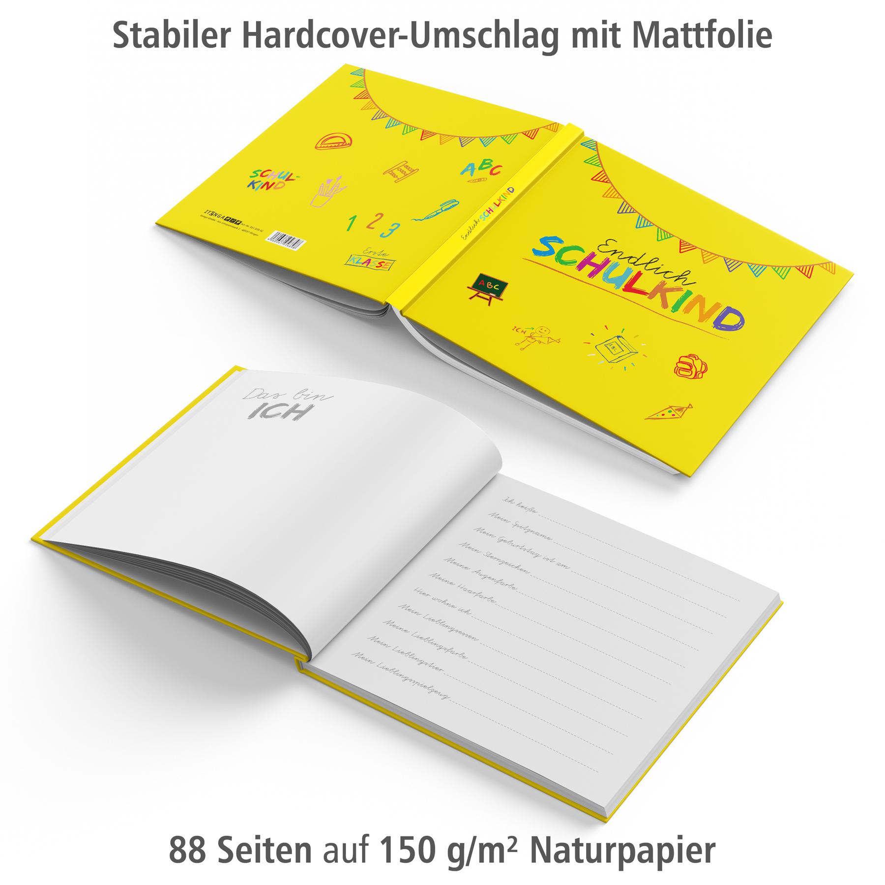 itenga G�stebuch Motiv Endlich Schulkind GELB 88 Seiten ...
