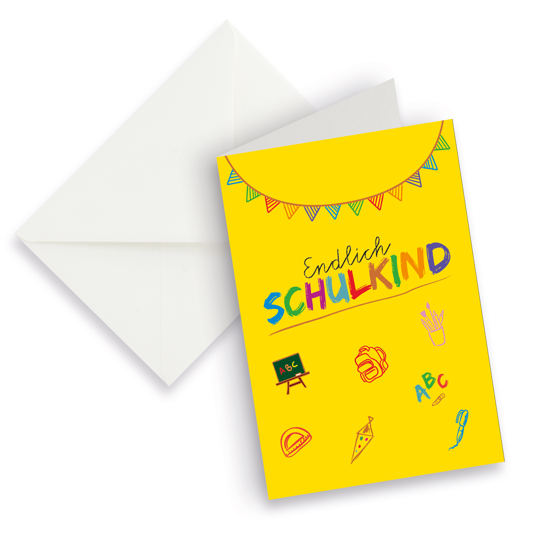 itenga XXL Klappkarte DIN A4 Endlich Schulkind GELB und ...