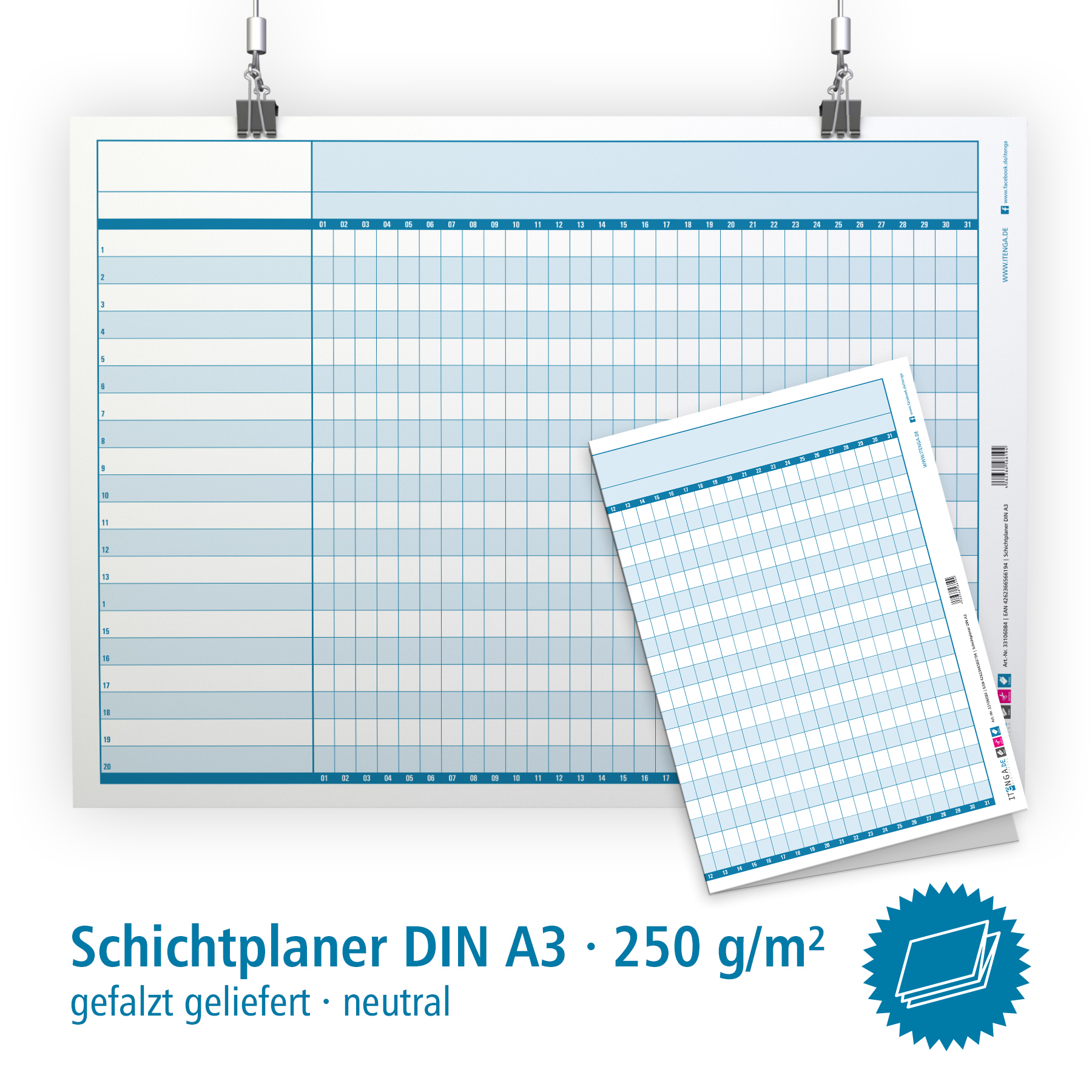 itenga Monatsplaner Urlaubsplaner Projektplaner Schichtp...