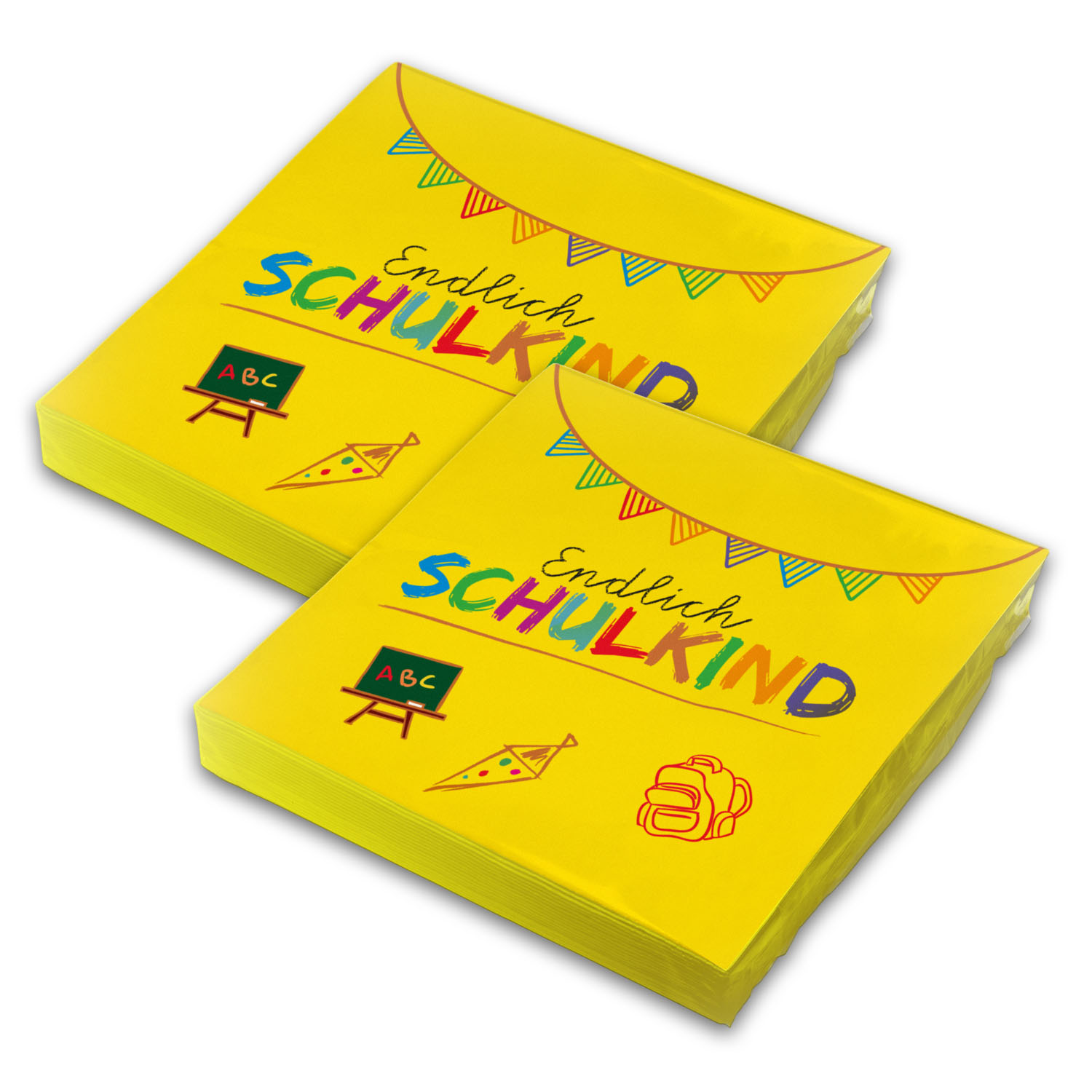 itenga 40x Serviette Schulanfang Endlich Schulkind GELB