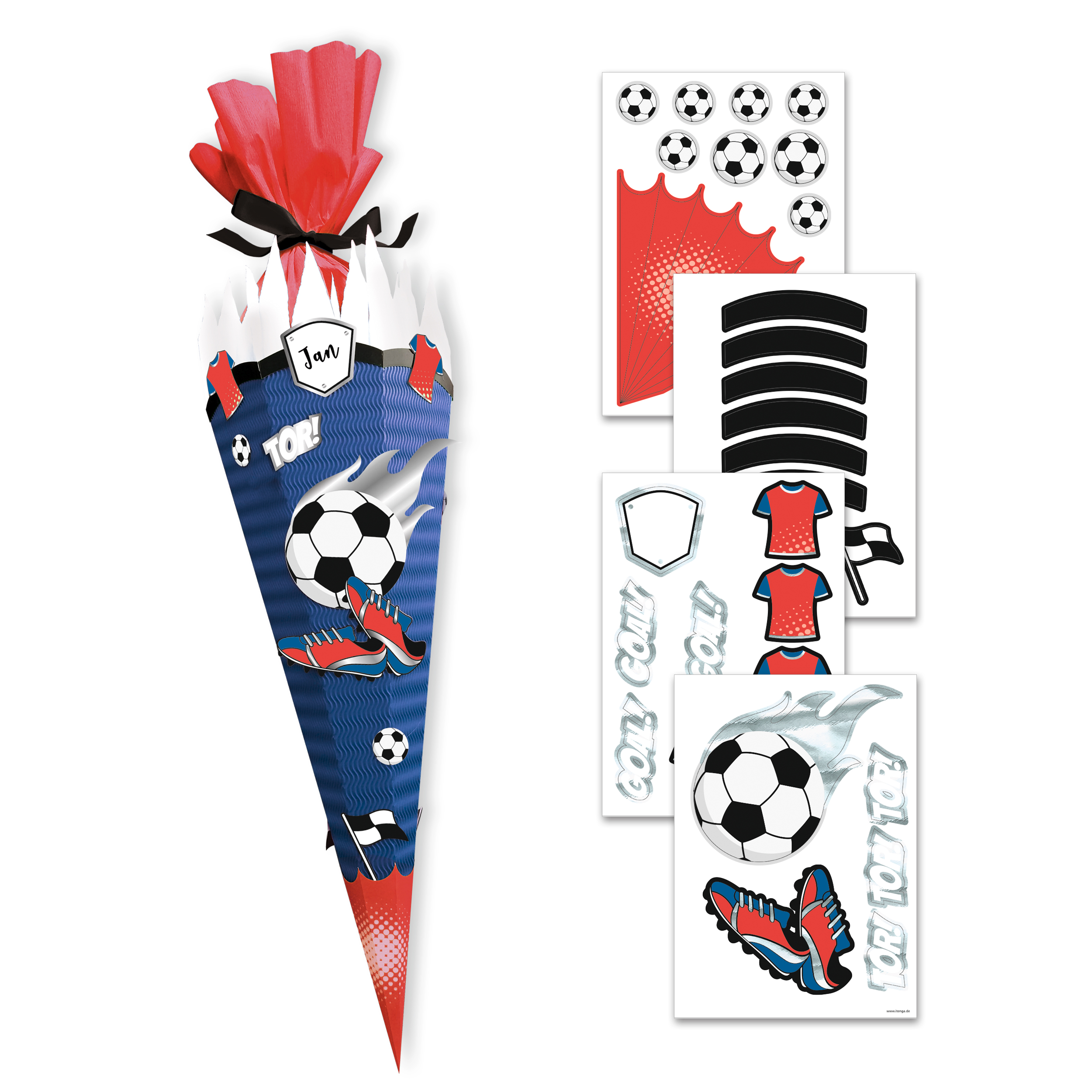 itenga DEKO-SET f�r SCHULT�TE FUSSBALL rot blau