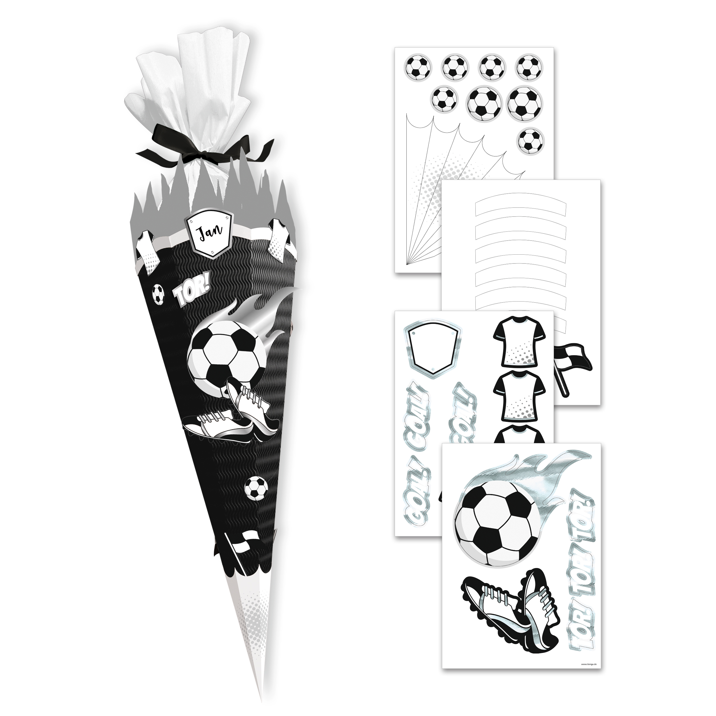 itenga DEKO-SET f�r SCHULT�TE FUSSBALL schwarz weiss