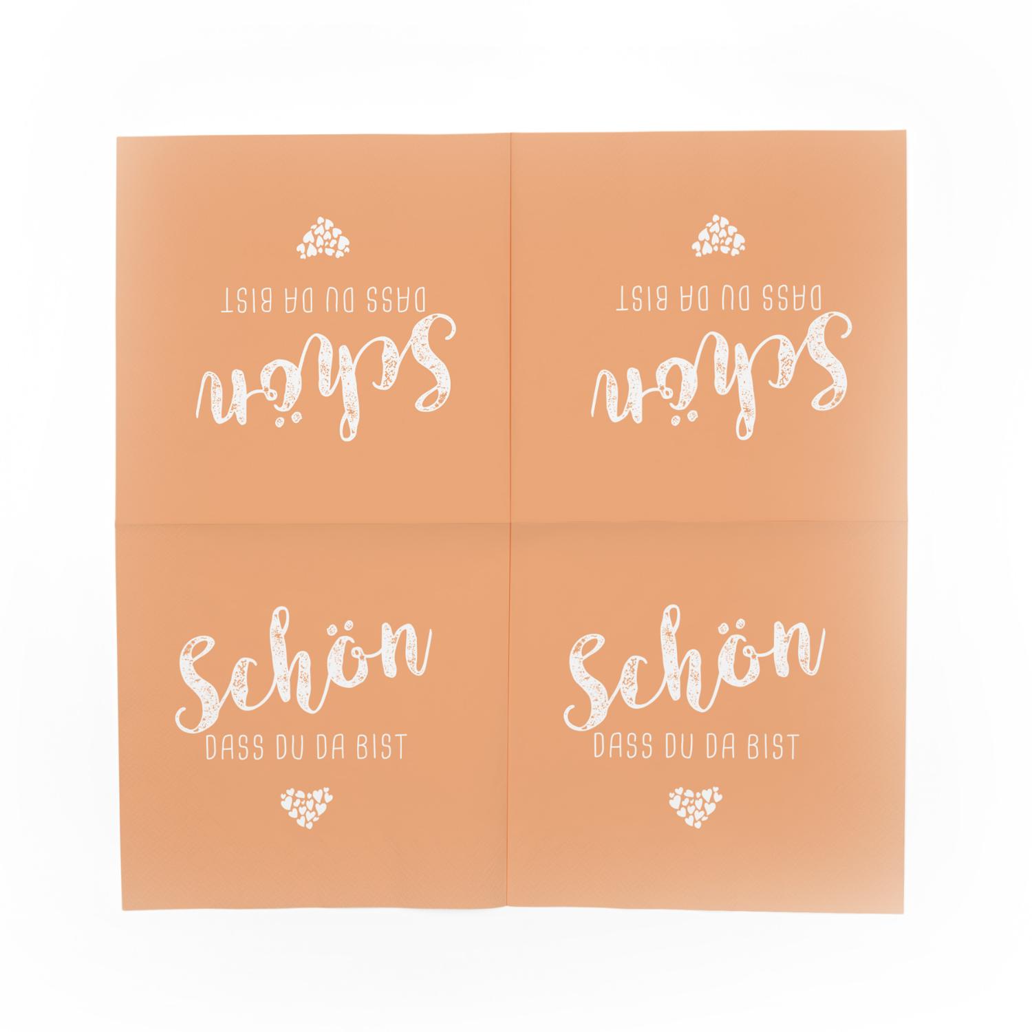 ITENGA 40x Serviette Sch�n dass du da bist apricot mit 4...