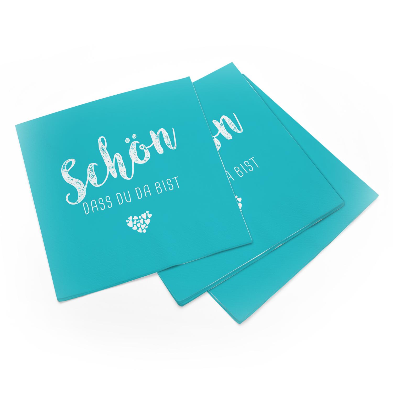 itenga 40x Serviette Sch�n dass du da bist aqua mit 40x ...