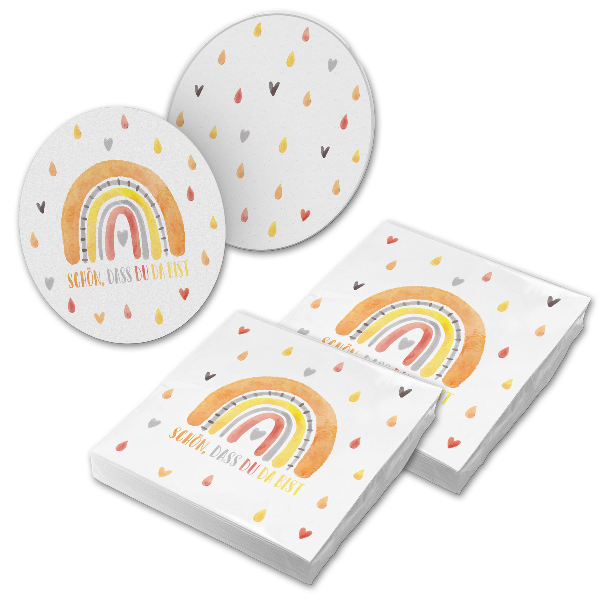 itenga 40x Serviette Sch�n dass du da bist Regenbogen mi...