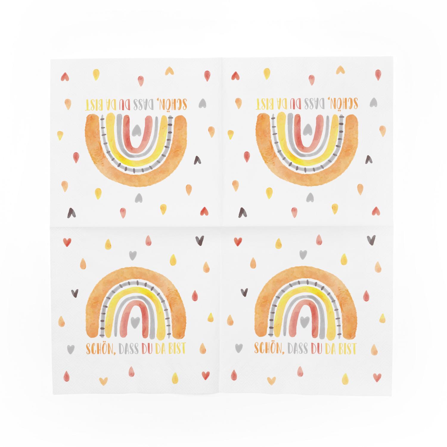 itenga 40x Serviette Sch�n dass du da bist Regenbogen mi...