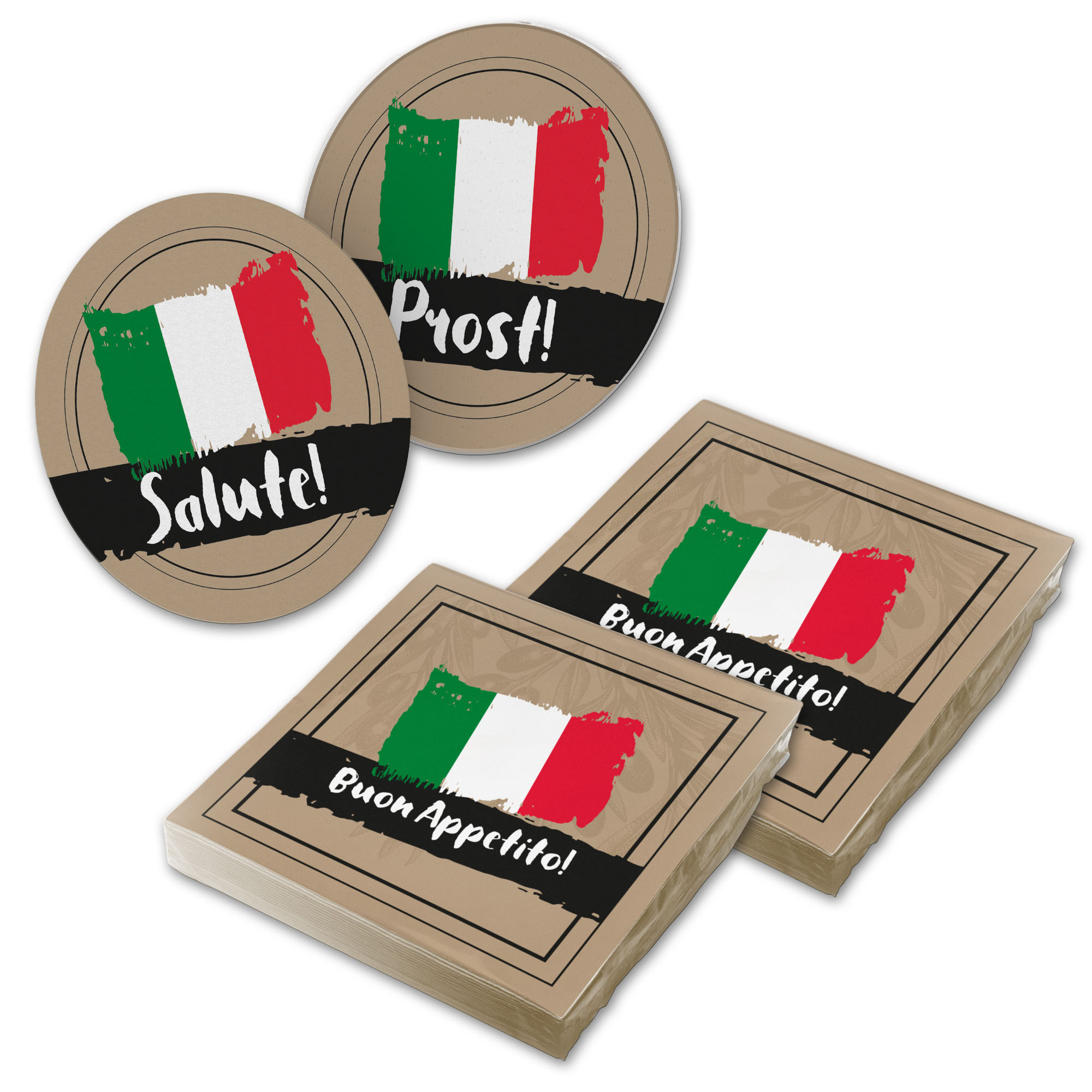 itenga 40x Serviette Italienisch Buon Apetito mit 40x Bi...