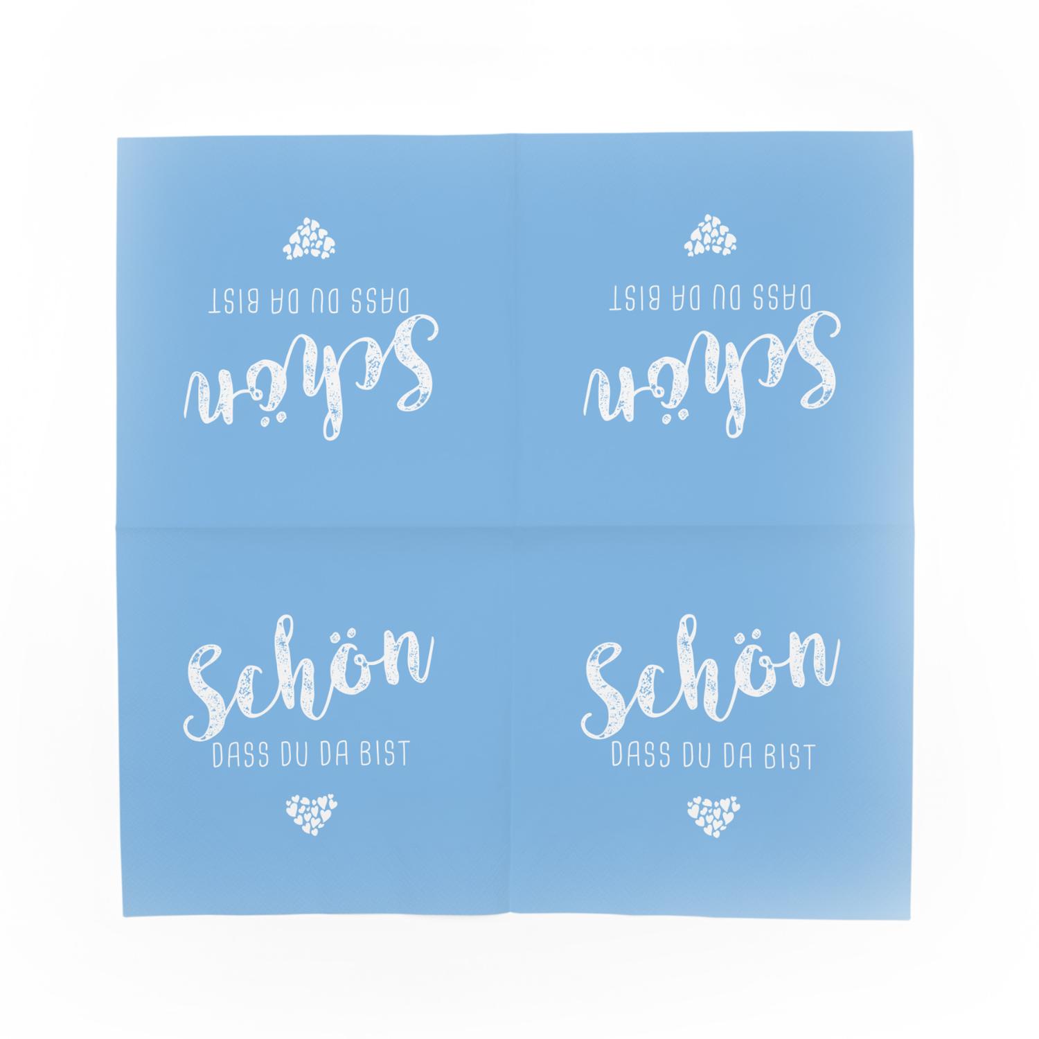 itenga 40x Serviette Sch�n dass du da bist (20x hellblau...
