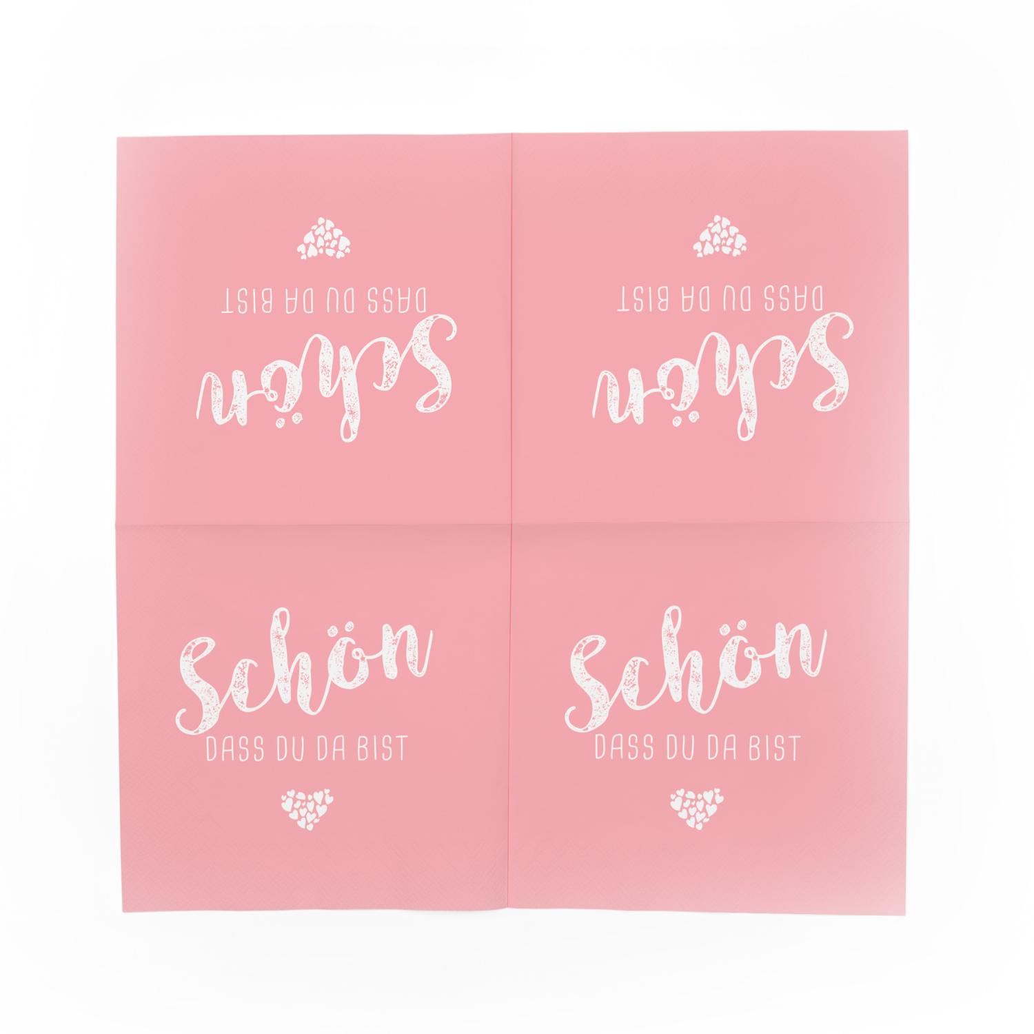 itenga 40x Serviette Sch�n dass du da bist (20x pink - 2...