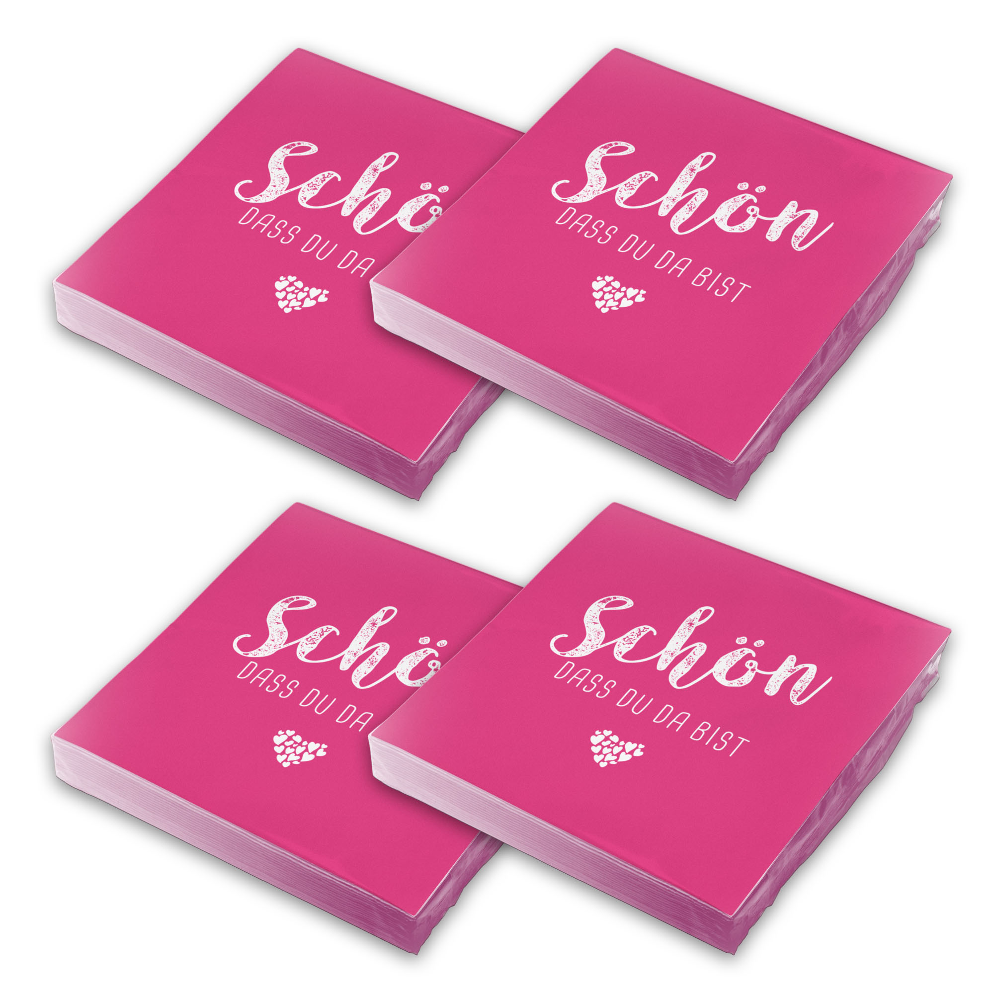 itenga 80x Serviette Sch�n dass du da bist fuchsia pink ...