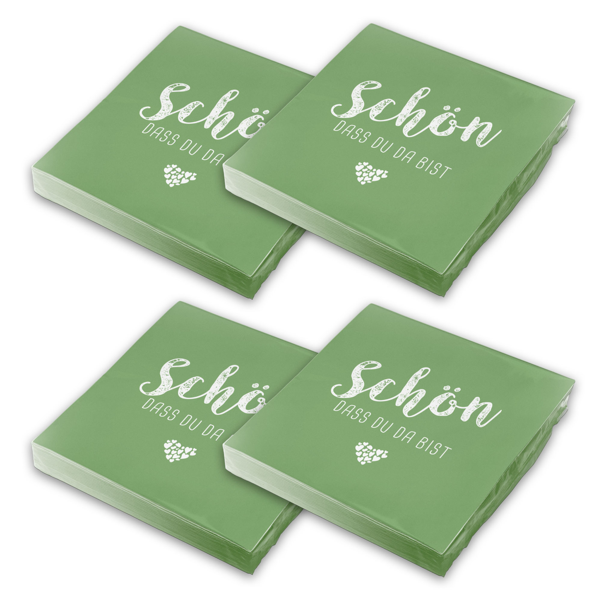 itenga 80x Serviette Sch�n dass du da bist Salbei gr�n Set