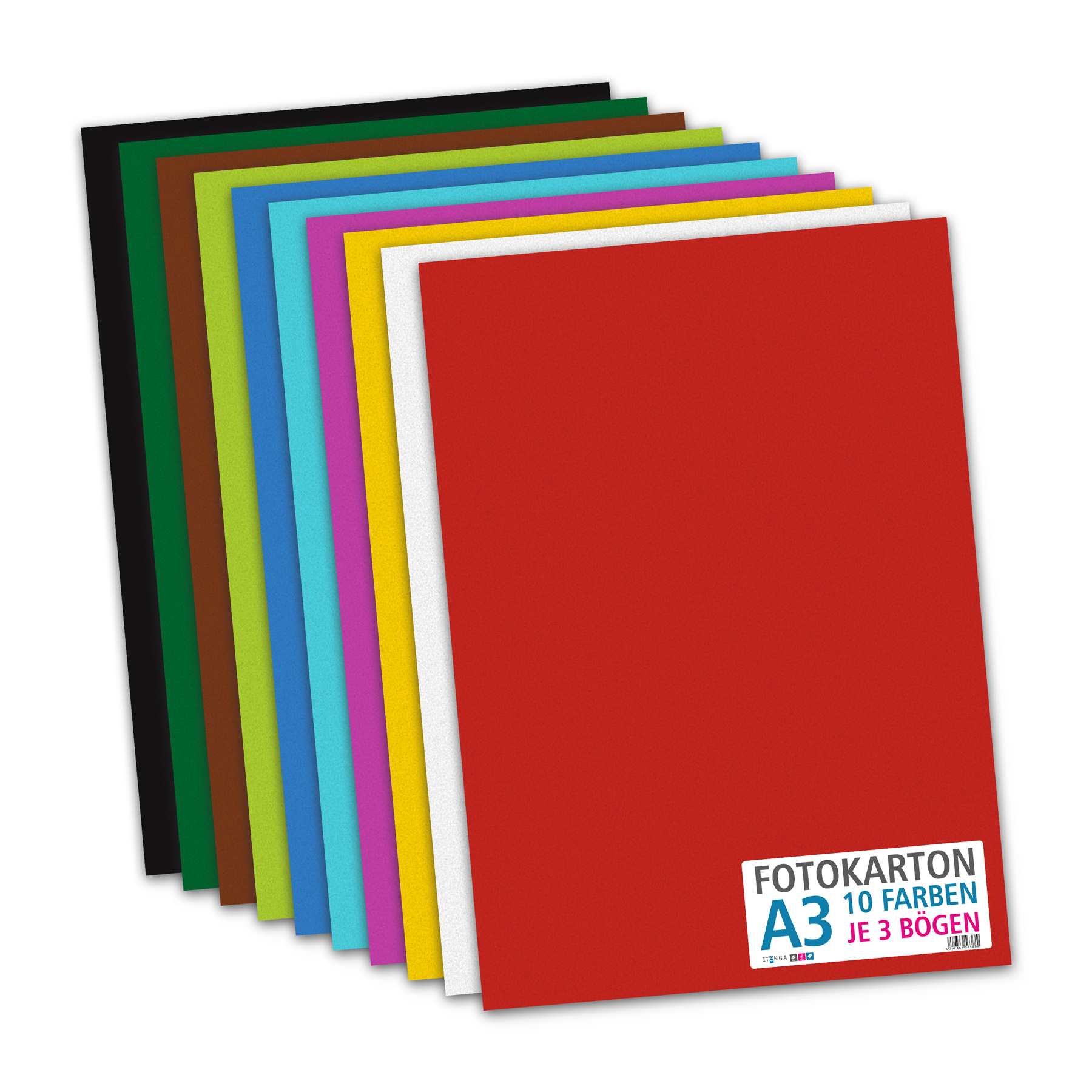 ITENGA Fotokarton - DIN A3 - 300 g/qm 30 Blatt - 10 Stan...