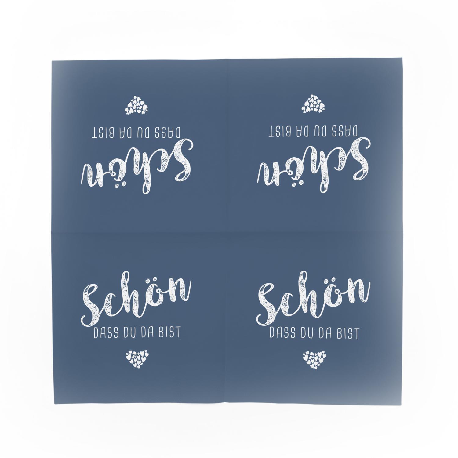 itenga 40x Serviette Sch�n dass du da bist dunkelblau mi...