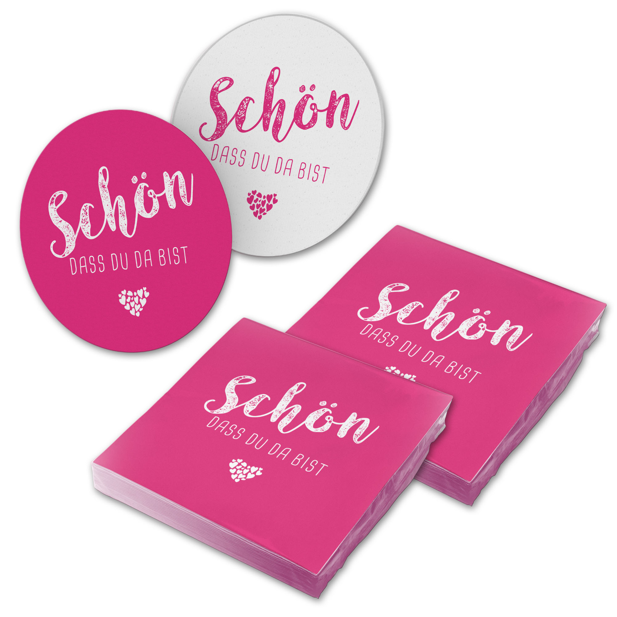 itenga 40x Serviette Sch�n dass du da bist fuchsia mit B...