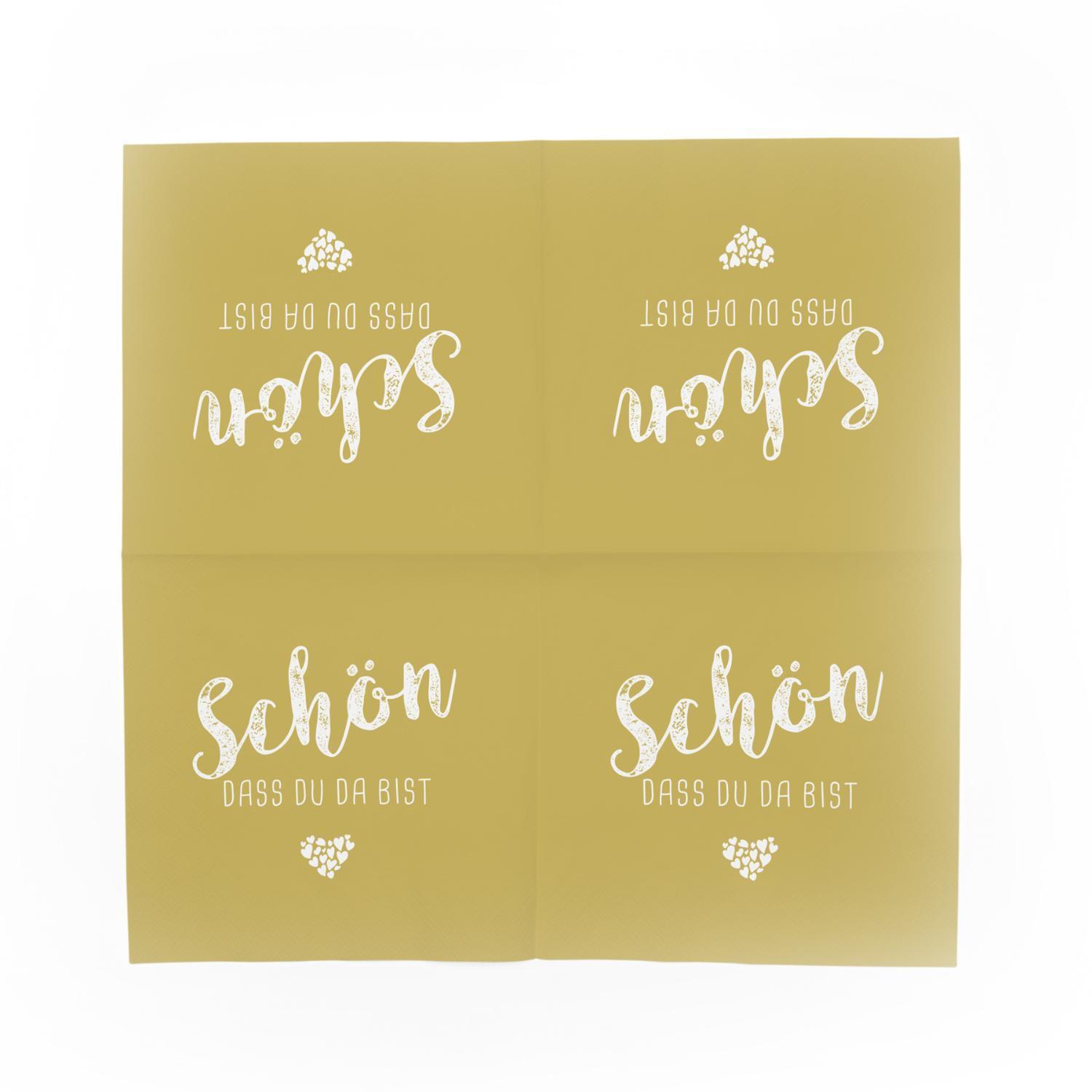 itenga 40x Serviette Sch�n dass du da bist currygelb mit...