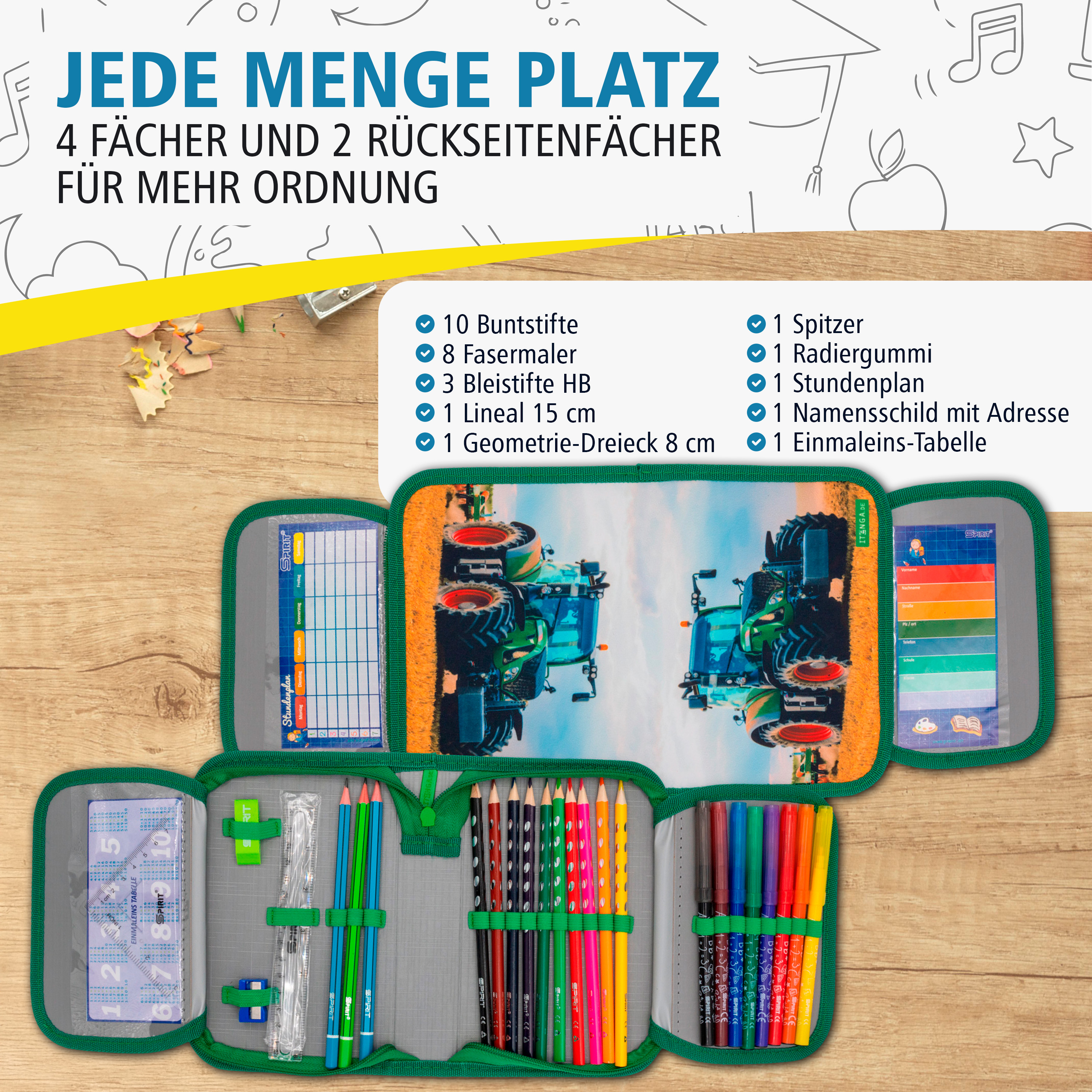 itenga Sch�ler-Etui M�ppchen Traktor 28 teilig (gef�llt)...