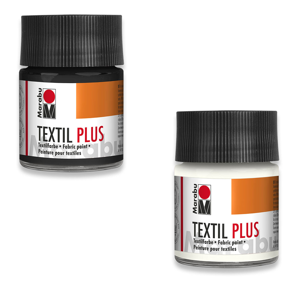 SET - Marabu Textil Plus Textilfarbe wei� 50ml + schwarz...