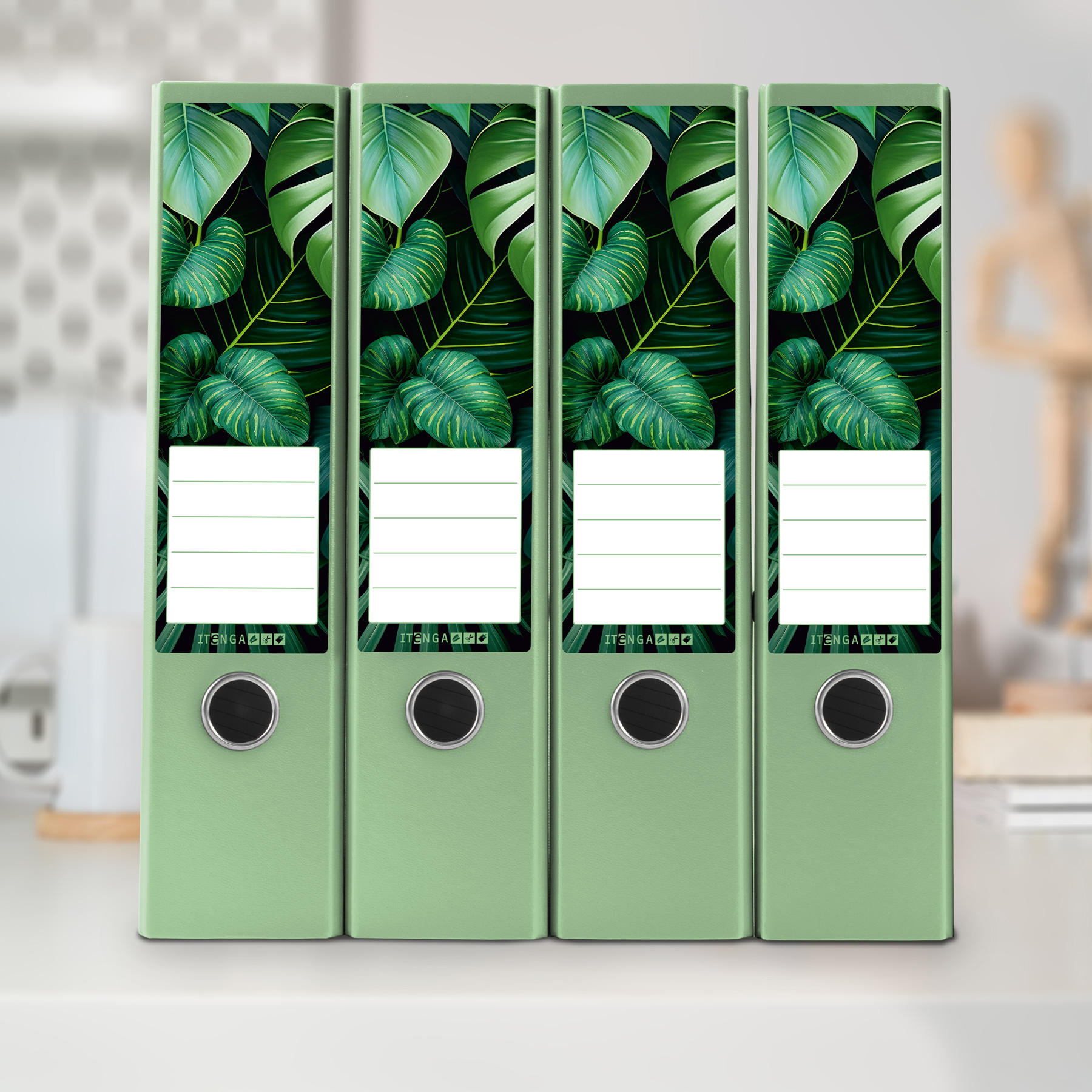 itenga 10er Set Ordneretiketten mit Motiv Dschungel Bl�t...