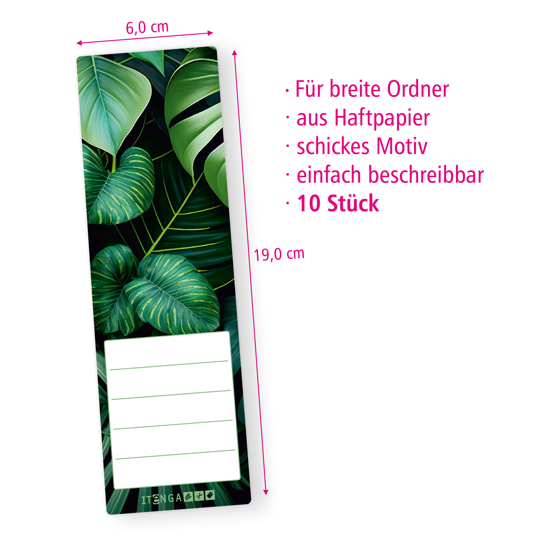 itenga 10er Set Ordneretiketten mit Motiv Dschungel Bl�t...
