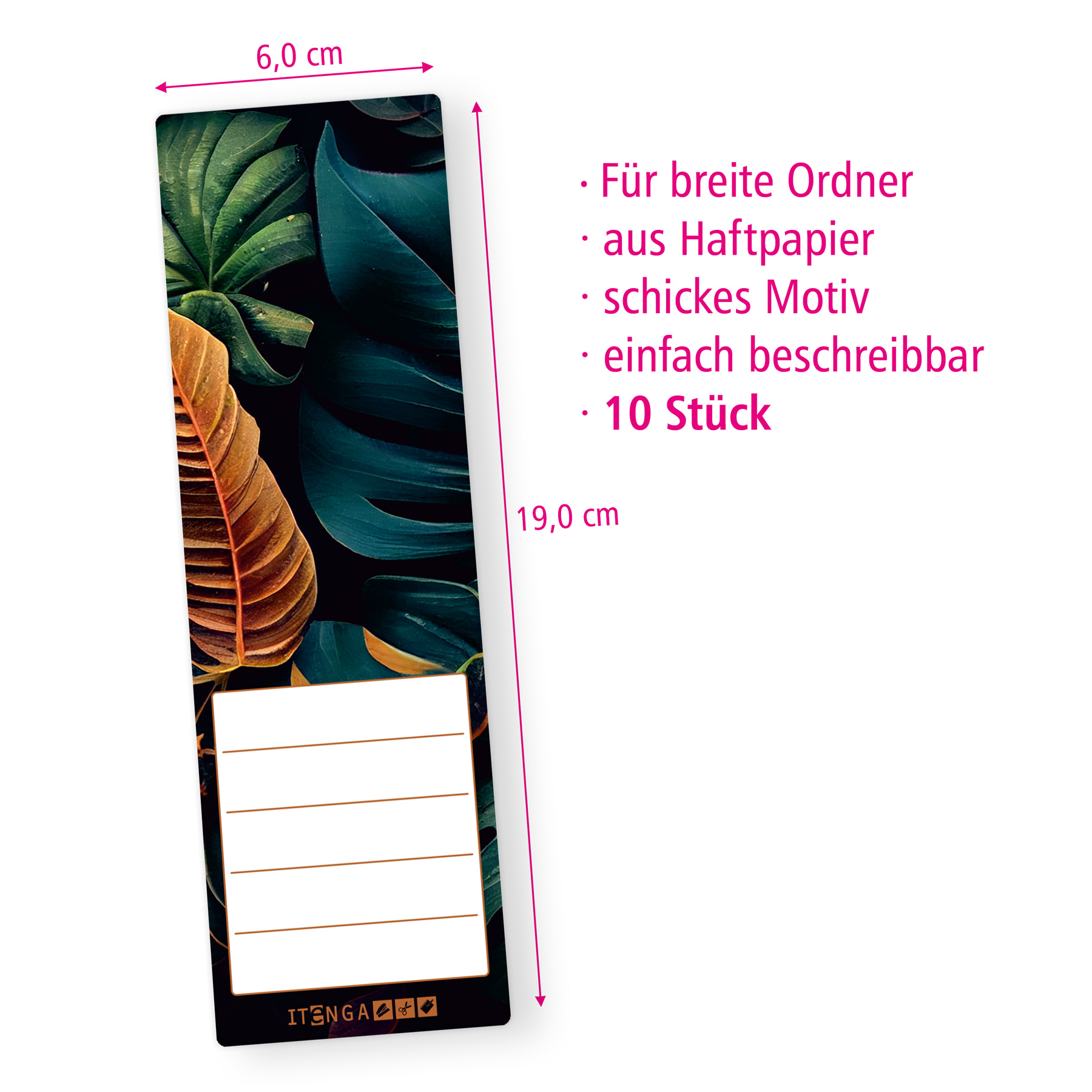 itenga 10er Set Ordneretiketten mit Motiv exotische Bl�t...
