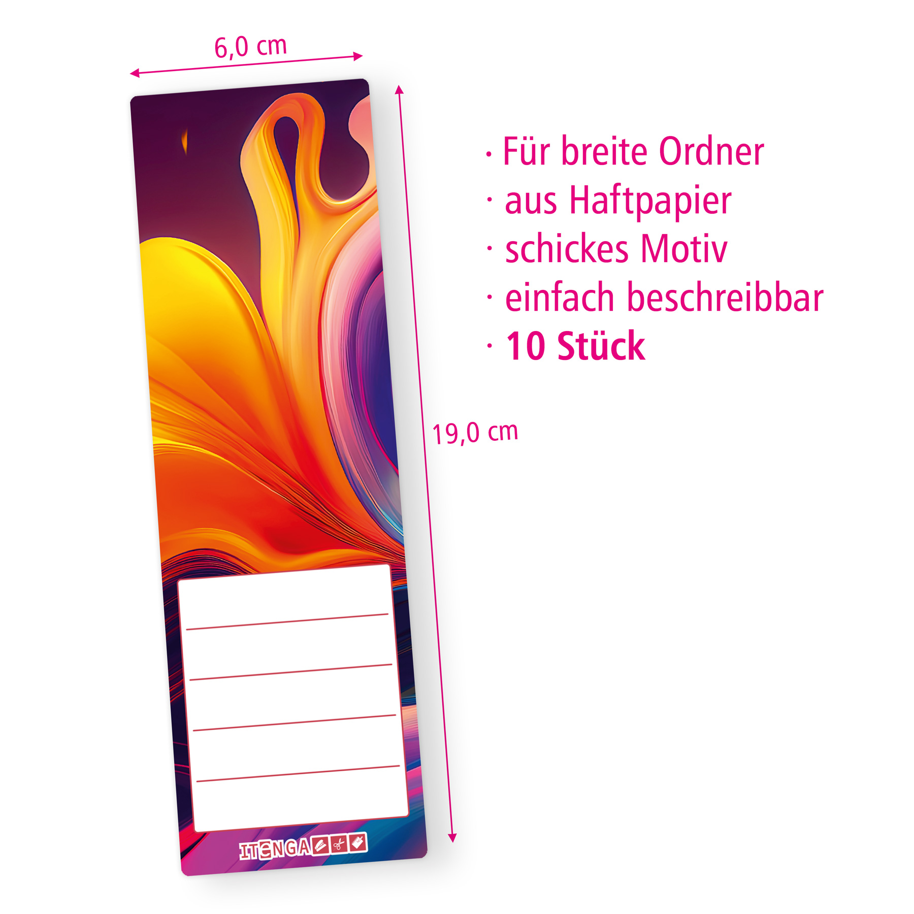 itenga 10er Set Ordneretiketten mit Motiv Farbkleckse Fa...