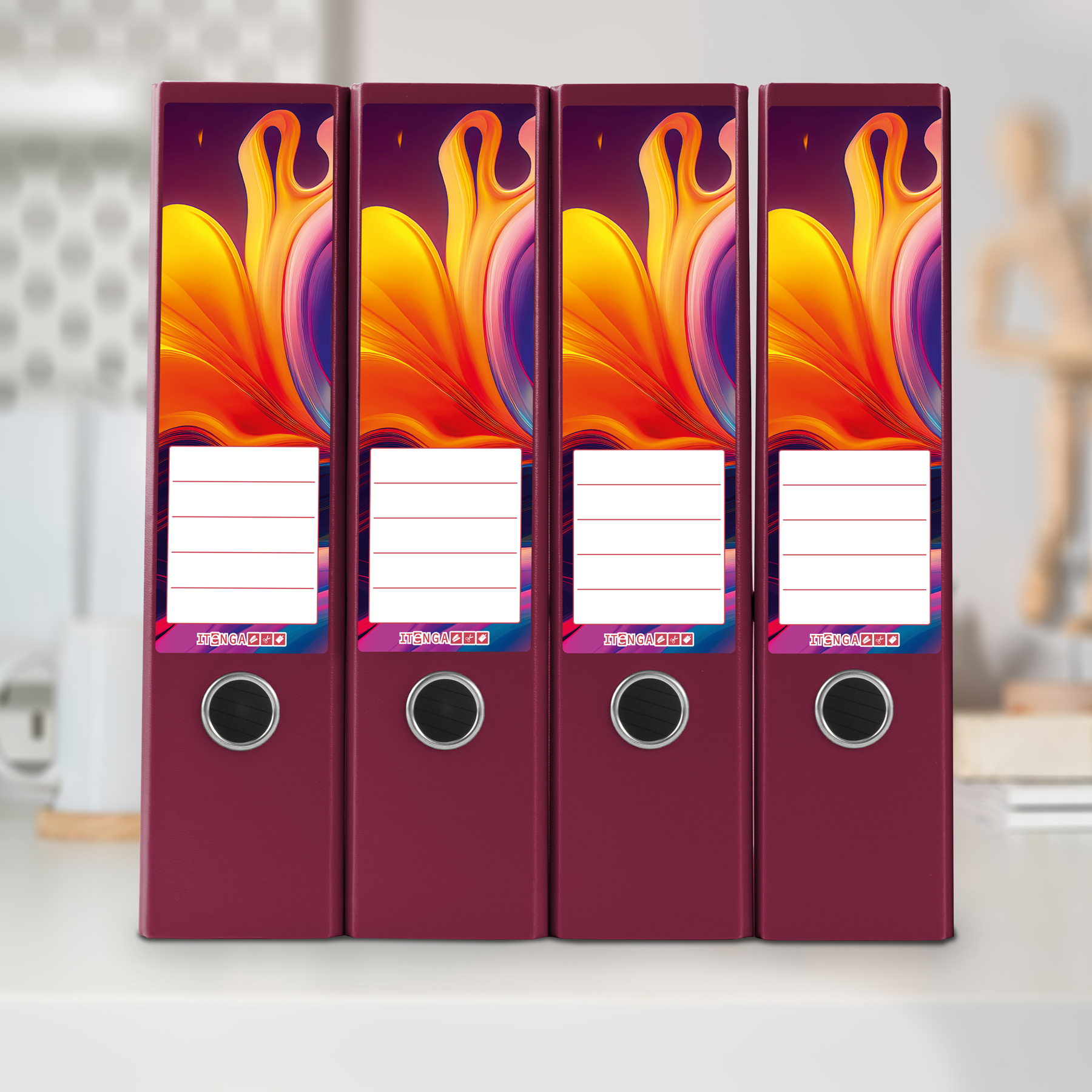 itenga 10er Set Ordneretiketten mit Motiv Farbkleckse Fa...