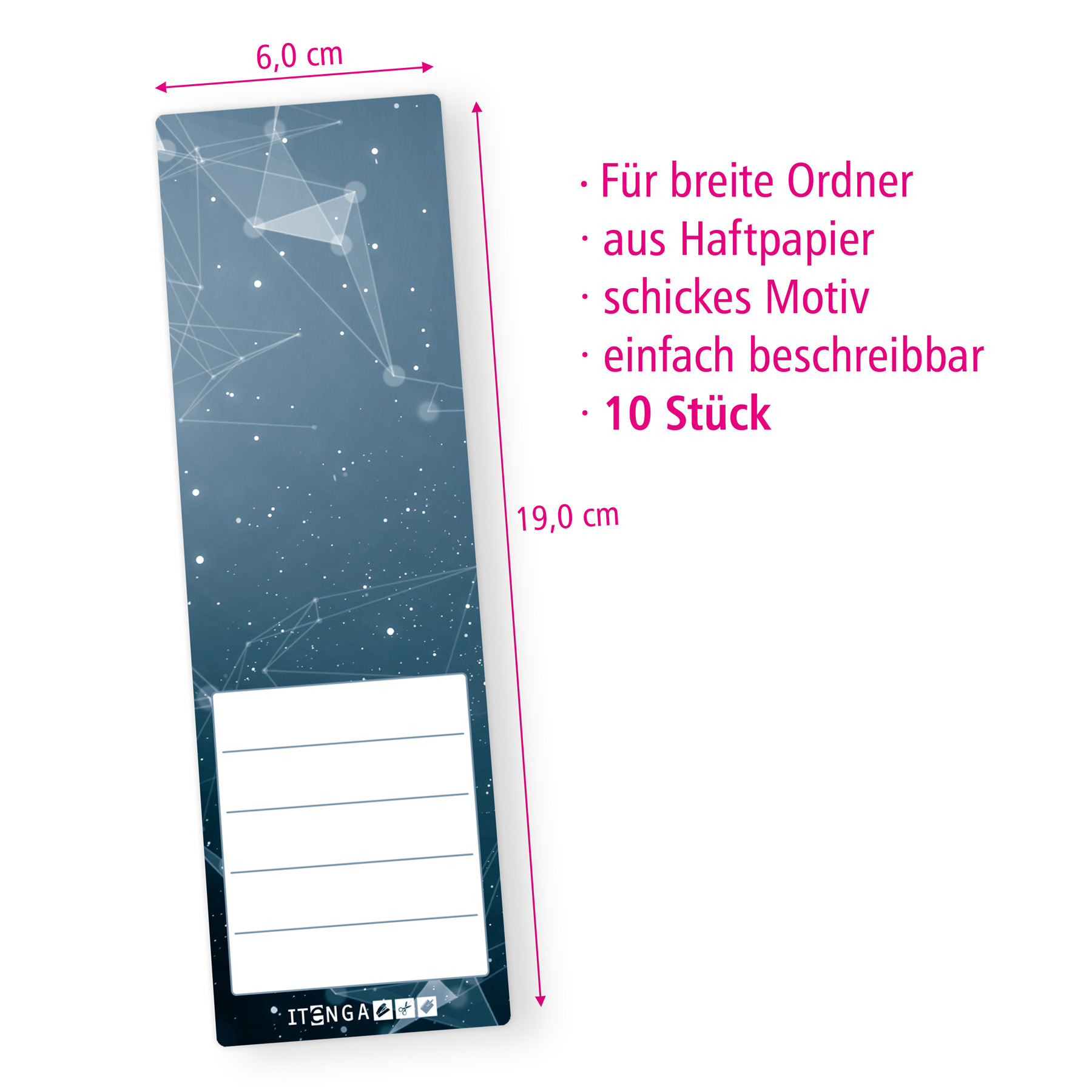 itenga 10er Set Ordneretiketten mit Motiv Hightech abtra...
