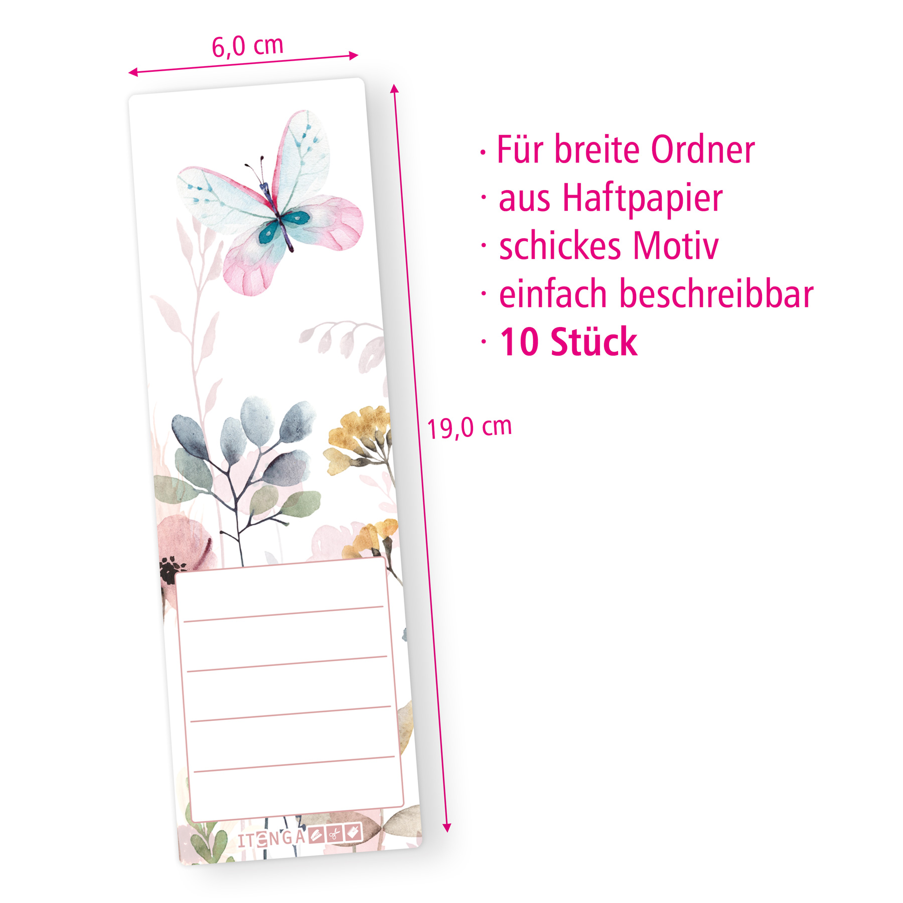 itenga 10er Set Ordneretiketten mit Motiv Schmetterling ...
