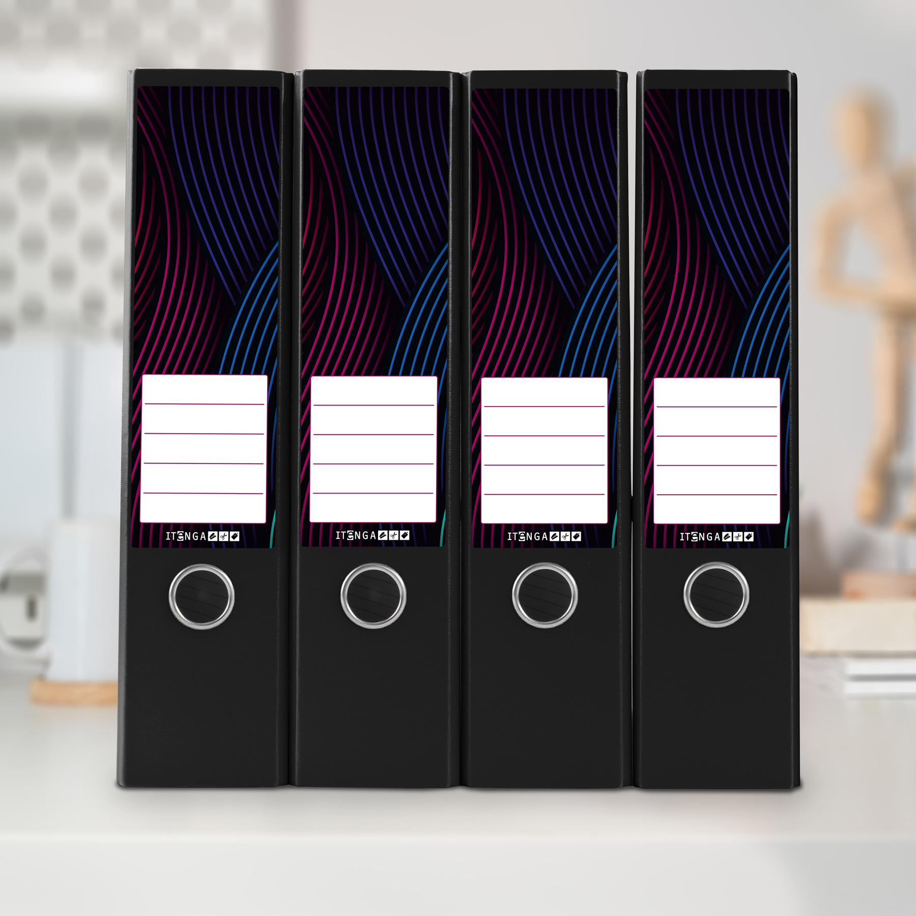 itenga 10er Set Ordneretiketten mit Motiv Wellen - breit...