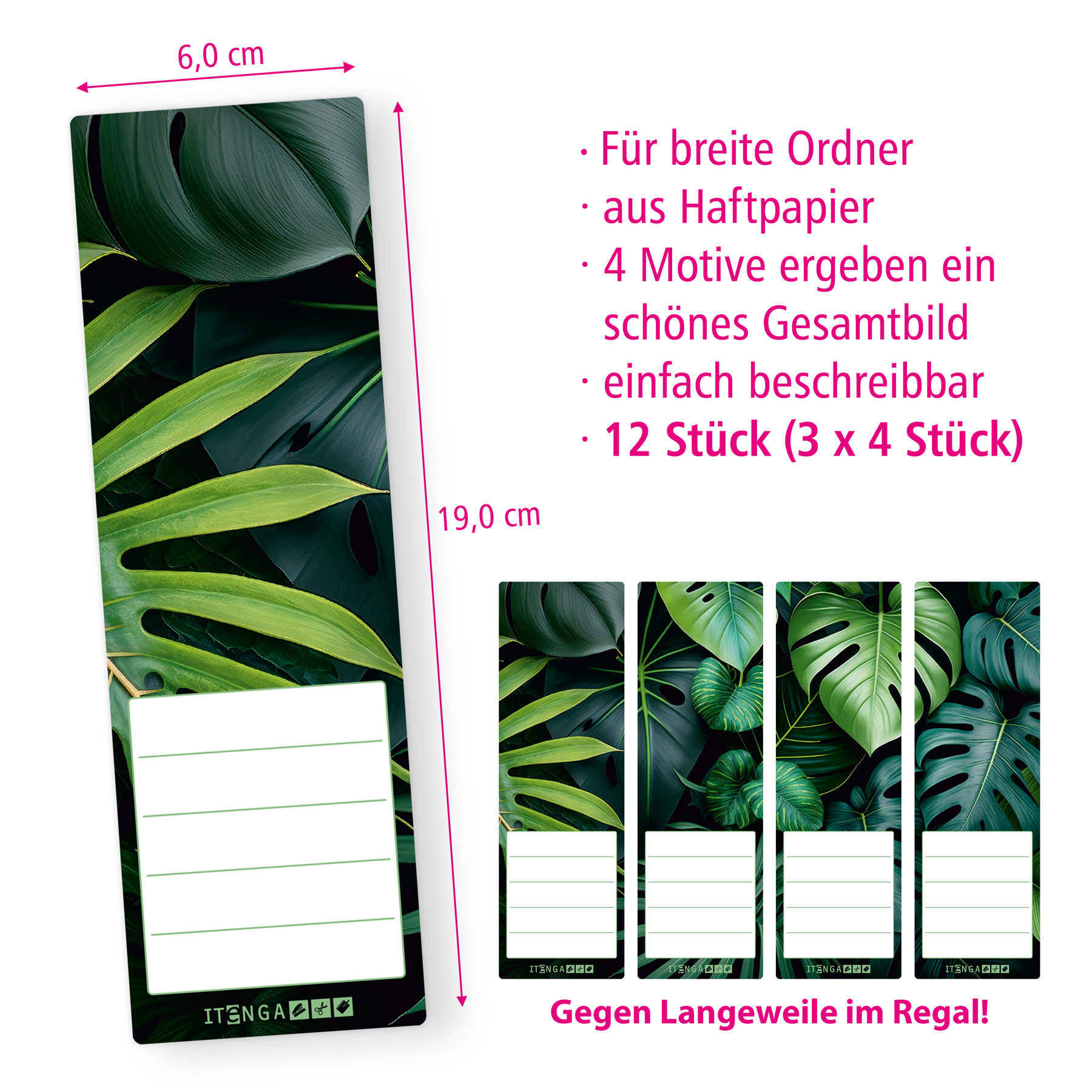 itenga 12er Set Ordneretiketten als Panorama Motiv Dschu...