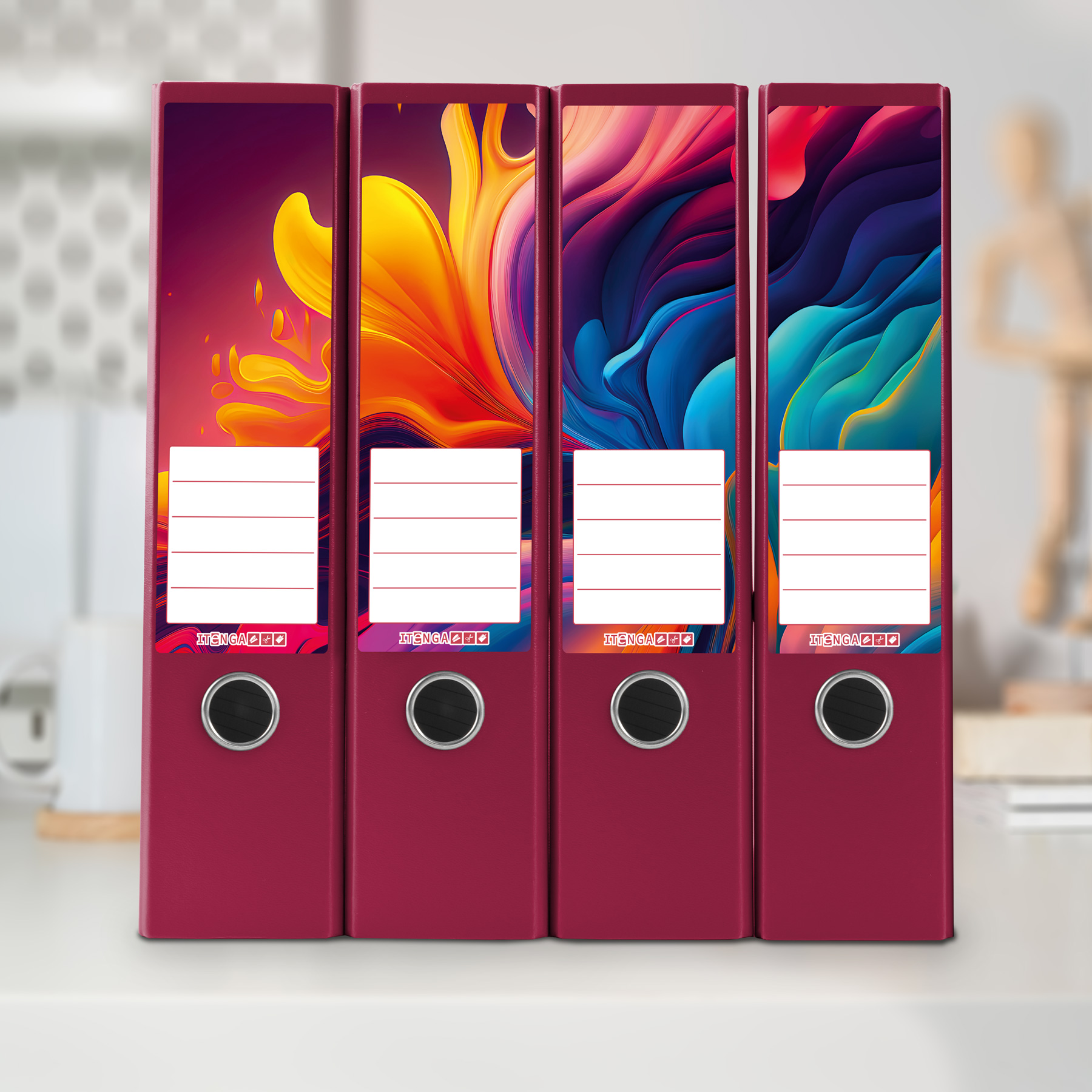 itenga 12er Set Ordneretiketten als Panorama Motiv Farbk...