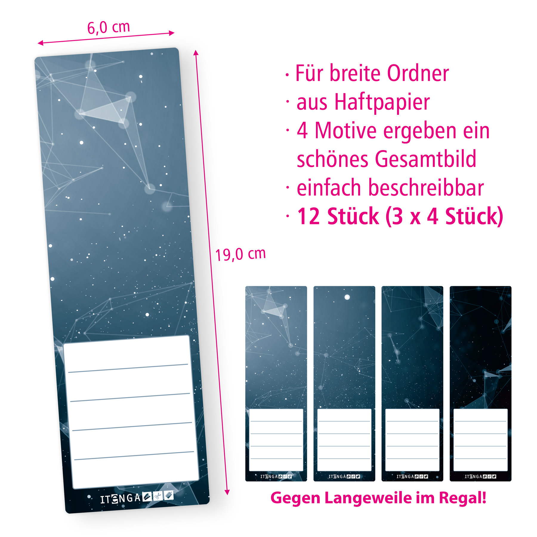 itenga 12er Set Ordneretiketten als Panorama Motiv Hight...