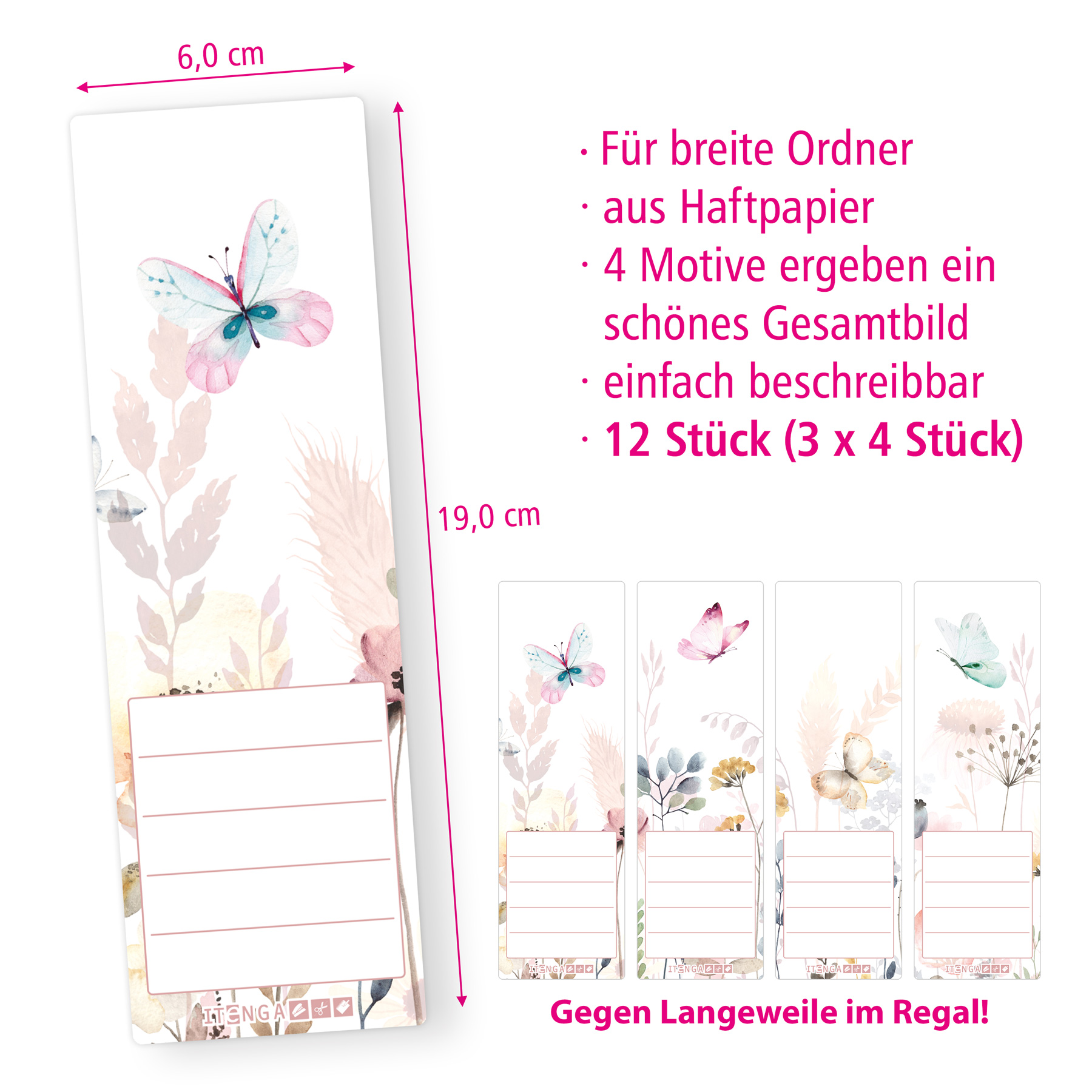 itenga 12er Set Ordneretiketten als Panorama Motiv Schme...